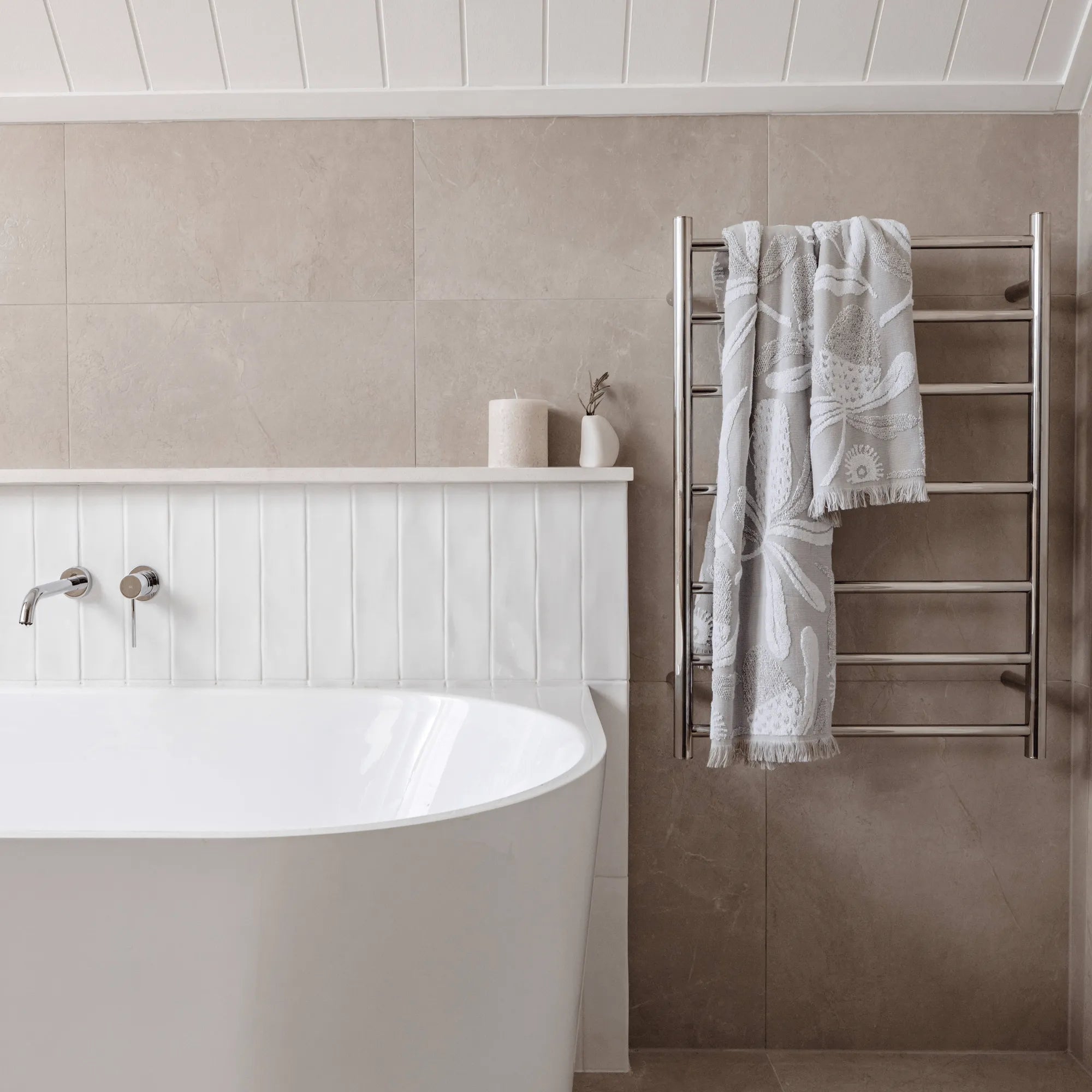 THERMORAIL - SR4412 12Volt Round Polished Ladder Heated Towel Rail-Heated Towel Rails-from our-THERMORAIL-supplier–available at Bathroom City Perth