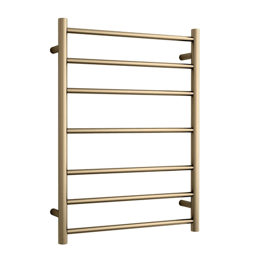 THERMORAIL - SR44MBB Brushed Brass Round Ladder Heated Towel Rail - Heated Towel Rails - from our - THERMORAIL - supplier–available at Bathroom City Perth