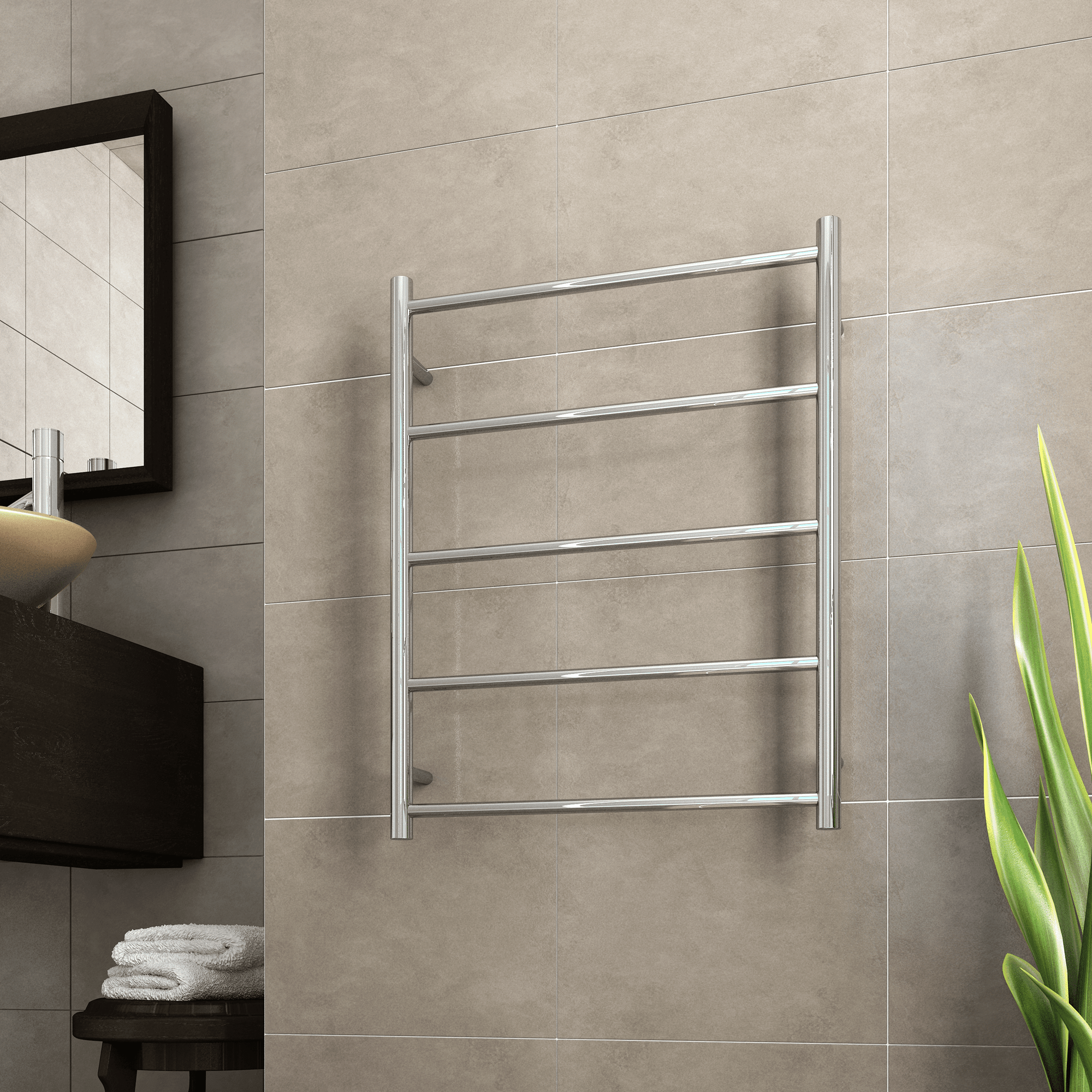 THERMORAIL - USR54 Straight Round Non - Heated Ladder Towel Rail - Heated Towel Rails - from our - THERMORAIL - supplier–available at Bathroom City Perth