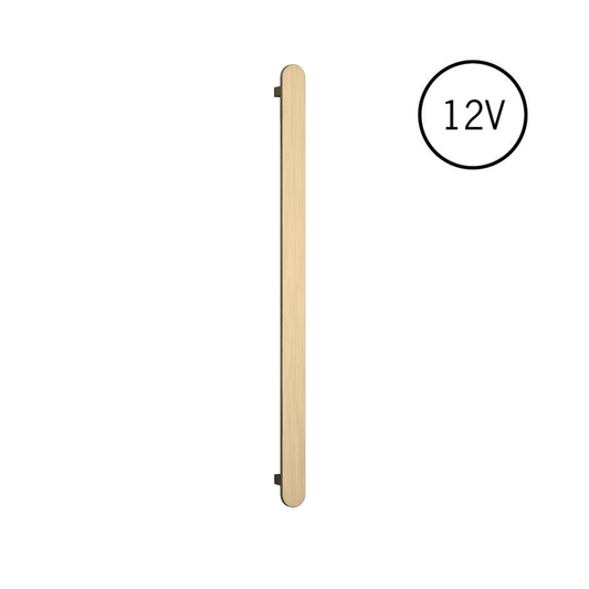 THERMORAIL - VP900BB Brushed Brass Flat Pill 12V Vertical Single Heated Towel Rail - Heated Towel Rails - from our - THERMORAIL - supplier–available at Bathroom City Perth