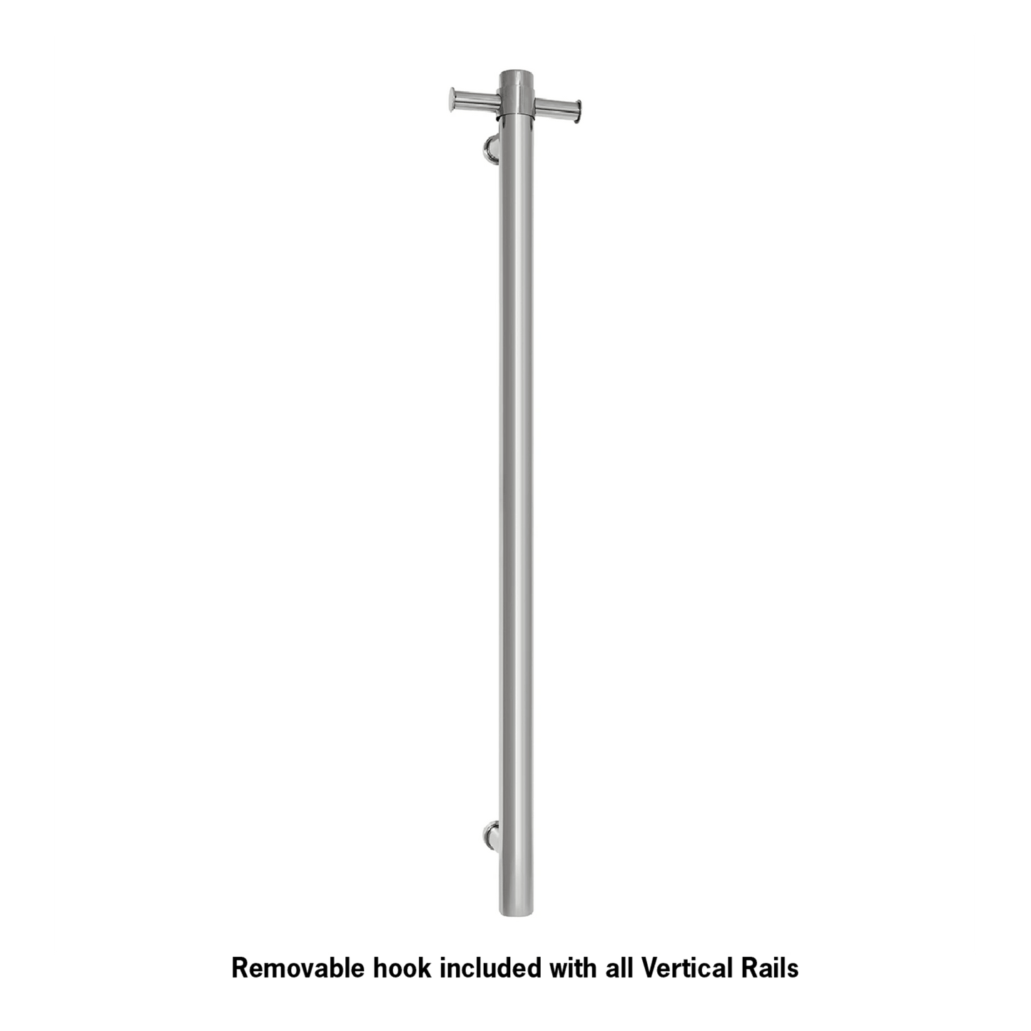 THERMORAIL - VS900H Straight Round Vertical Single Polished Heated Towel RailHeated Towel Rails – available at Bathroom City Perth