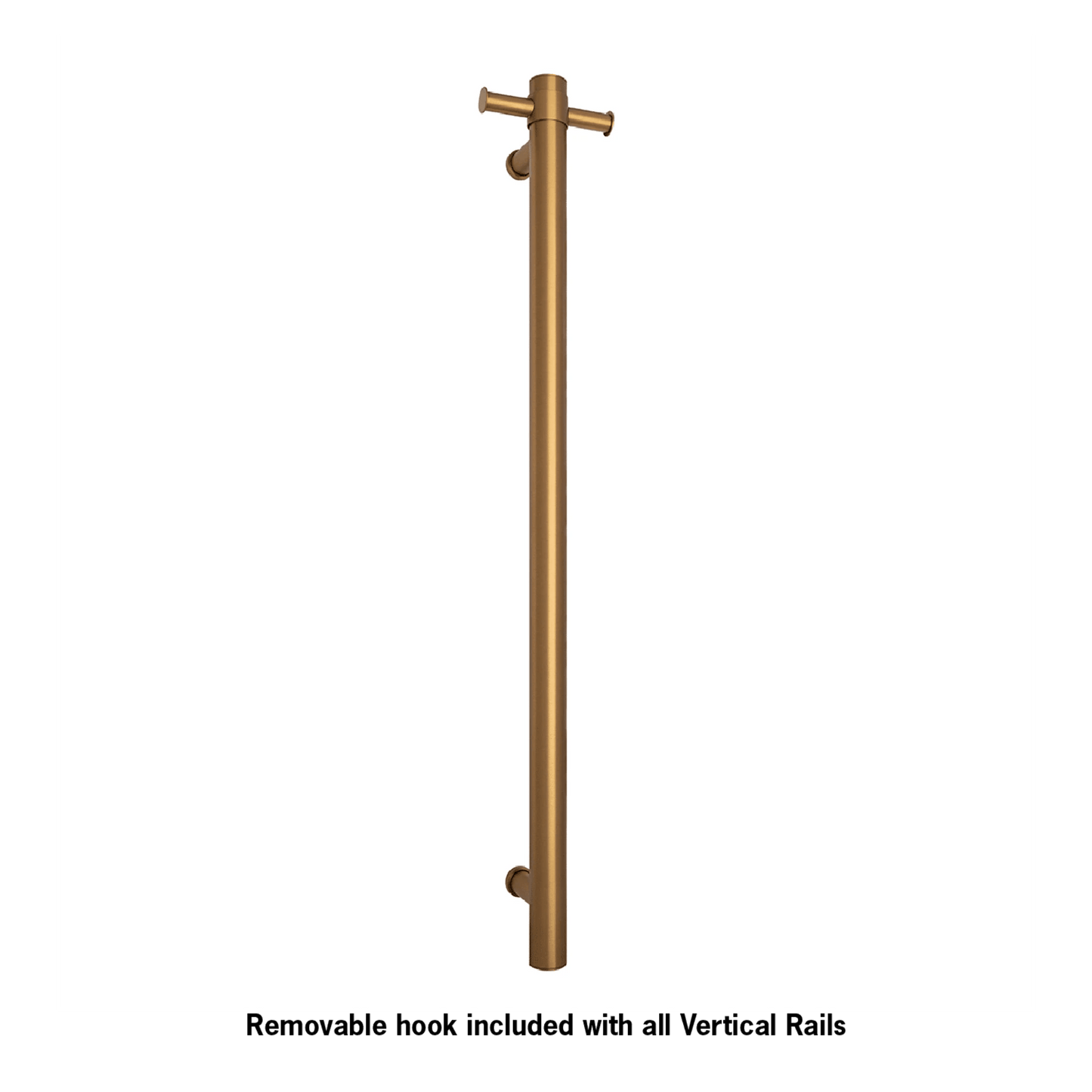 THERMORAIL - VS900HBG Brushed Gold Round Vertical Single Heated Towel RailHeated Towel Rails – available at Bathroom City Perth