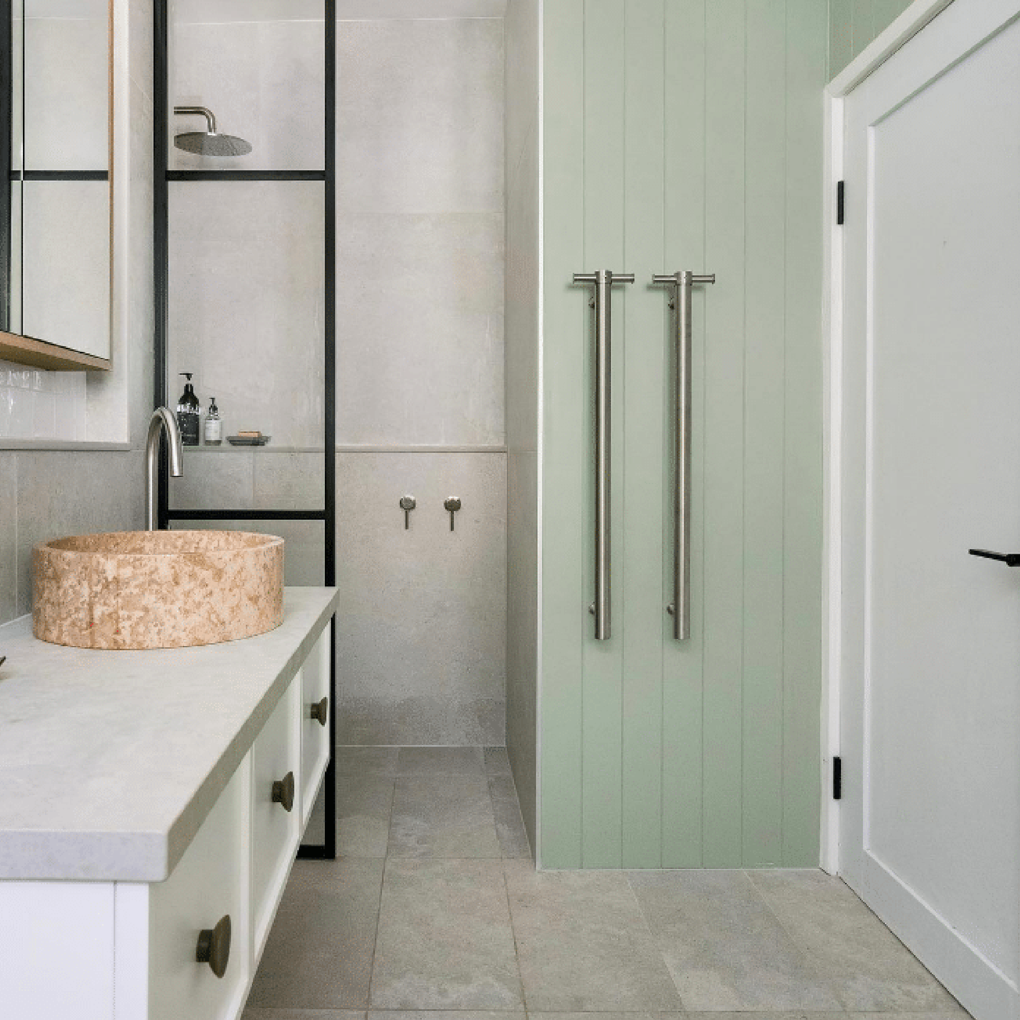 THERMORAIL - VS900HBR Brushed Round Vertical Single Heated Towel Rail - Heated Towel Rails - from our - THERMORAIL - supplier–available at Bathroom City Perth