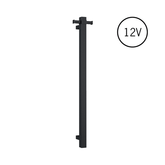 THERMORAIL - VS900SHB Matt Black Square Vertical Single Bar Heated Towel Rail - Heated Towel Rails - from our - THERMORAIL - supplier–available at Bathroom City Perth