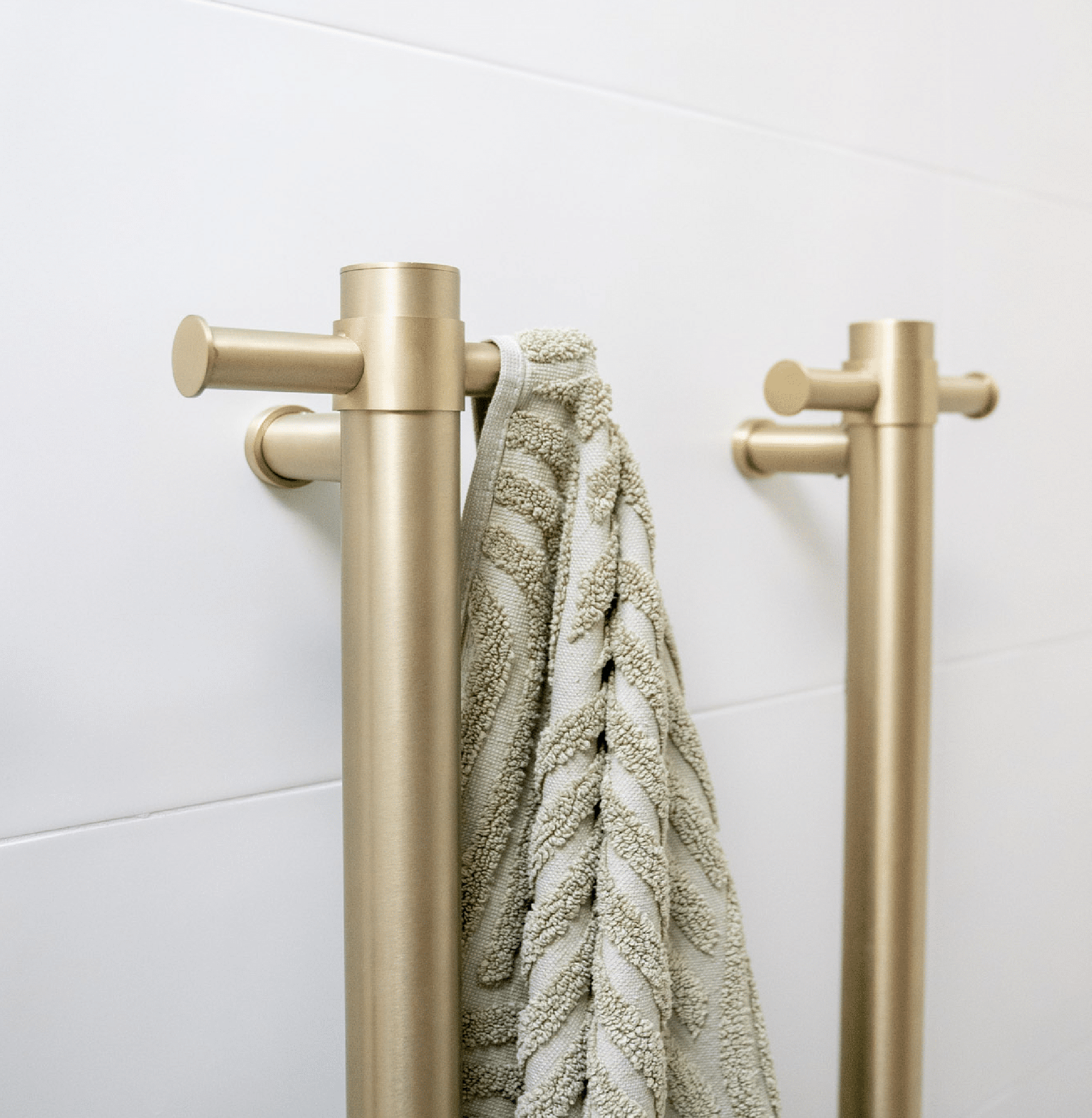 THERMORAIL - VSH900HBB Brushed Brass 240Volt Vertical Single Heated Rail - Heated Towel Rails - from our - THERMORAIL - supplier–available at Bathroom City Perth