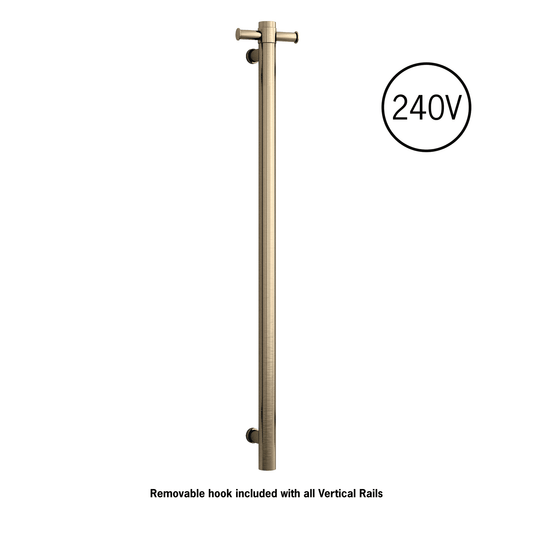 THERMORAIL - VSH900HBB Brushed Brass 240Volt Vertical Single Heated Rail - Heated Towel Rails - from our - THERMORAIL - supplier–available at Bathroom City Perth