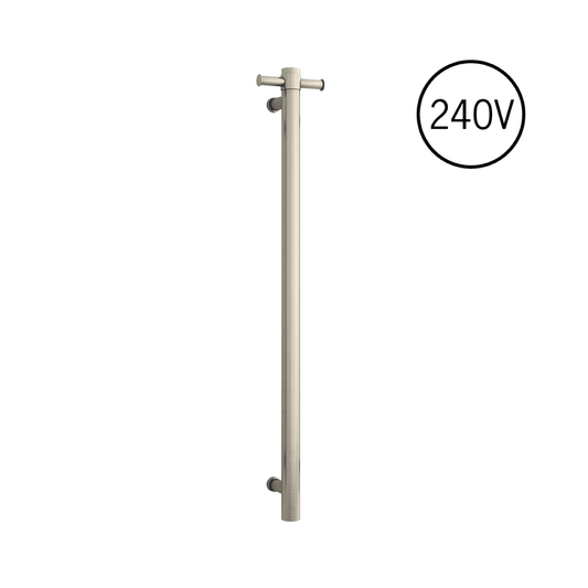 THERMORAIL - VSH900HBN Brushed Nickel 240Volt Vertical Single Heated Rail - Heated Towel Rails - from our - THERMORAIL - supplier–available at Bathroom City Perth