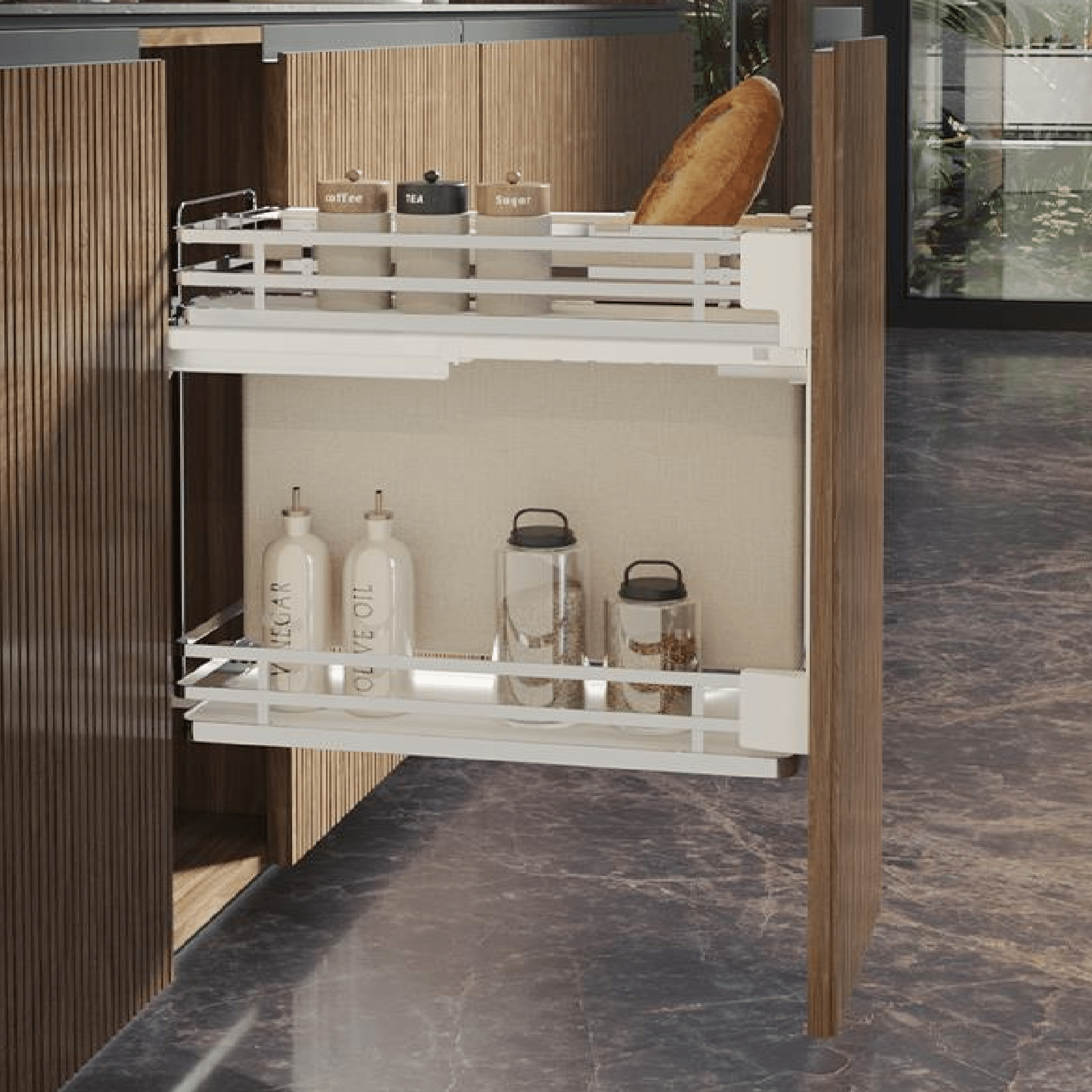 W&B - SIGE™ 450mm Bottom Mount Soft Close Bottle Rack - Kitchen Shelf - from our - Wilson & Bradley - supplier–available at Bathroom City Perth