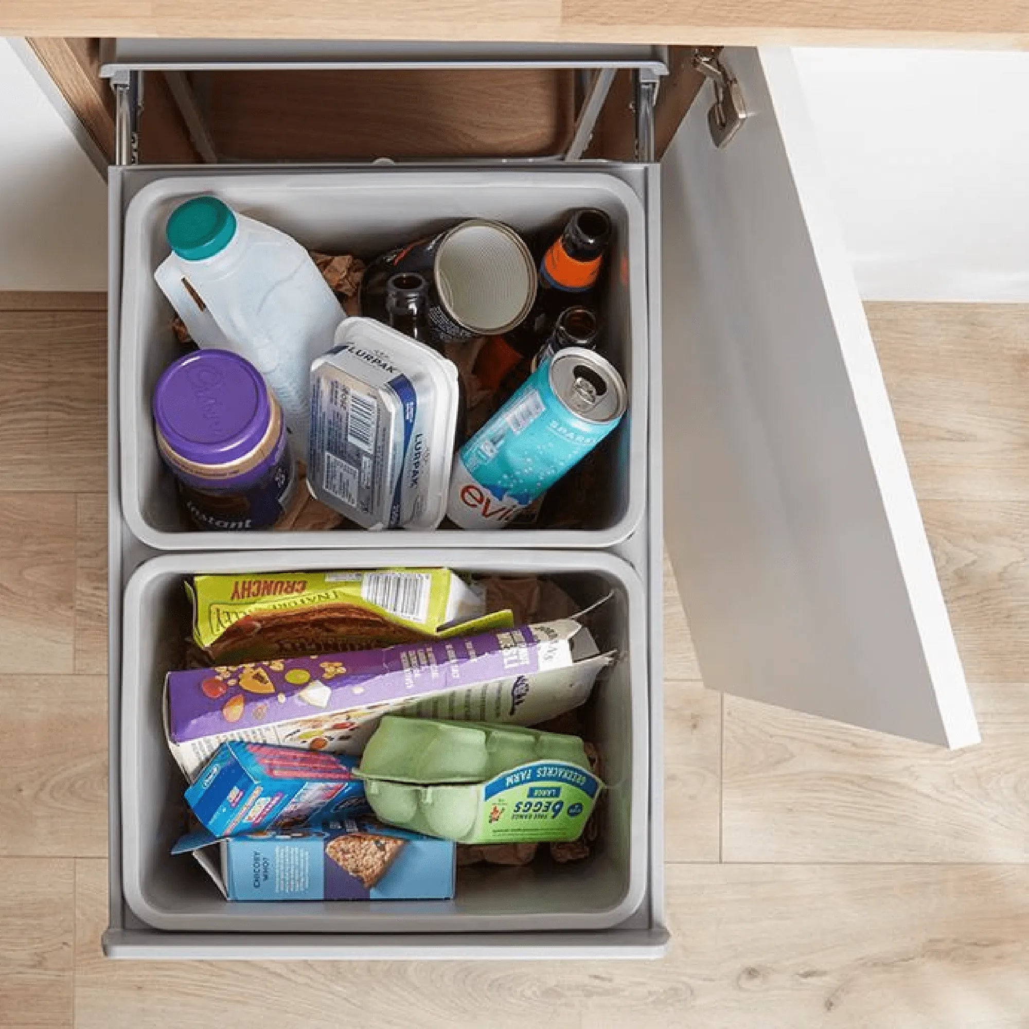W&B - Wesco 64L (2X32L) Plastic Hand Pull Waste Bin-Kitchen Bin-from our-Wilson & Bradley-supplier–available at Bathroom City Perth
