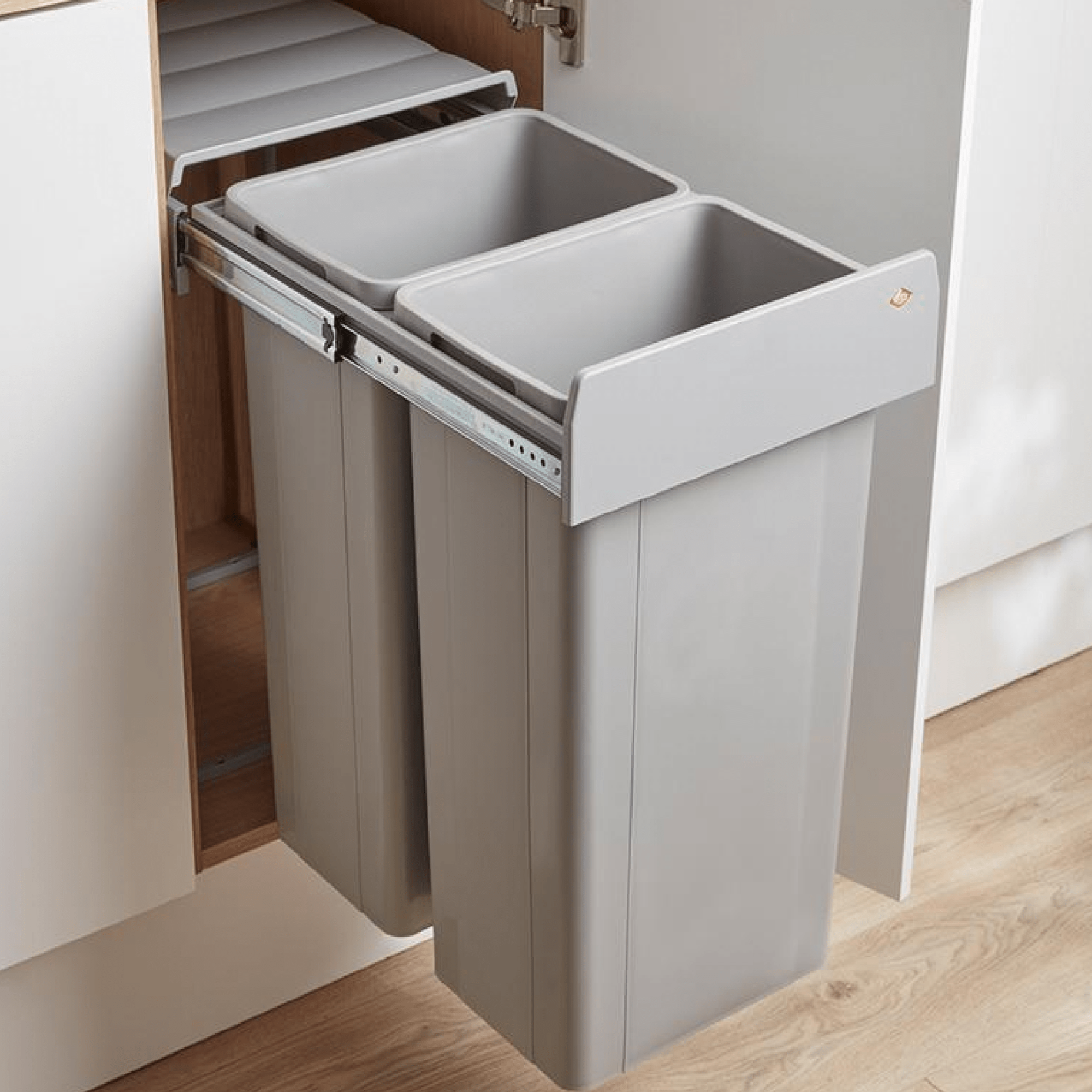 W&B - Wesco 64L (2X32L) Plastic Hand Pull Waste Bin - Kitchen Bin - from our - Wilson & Bradley - supplier–available at Bathroom City Perth