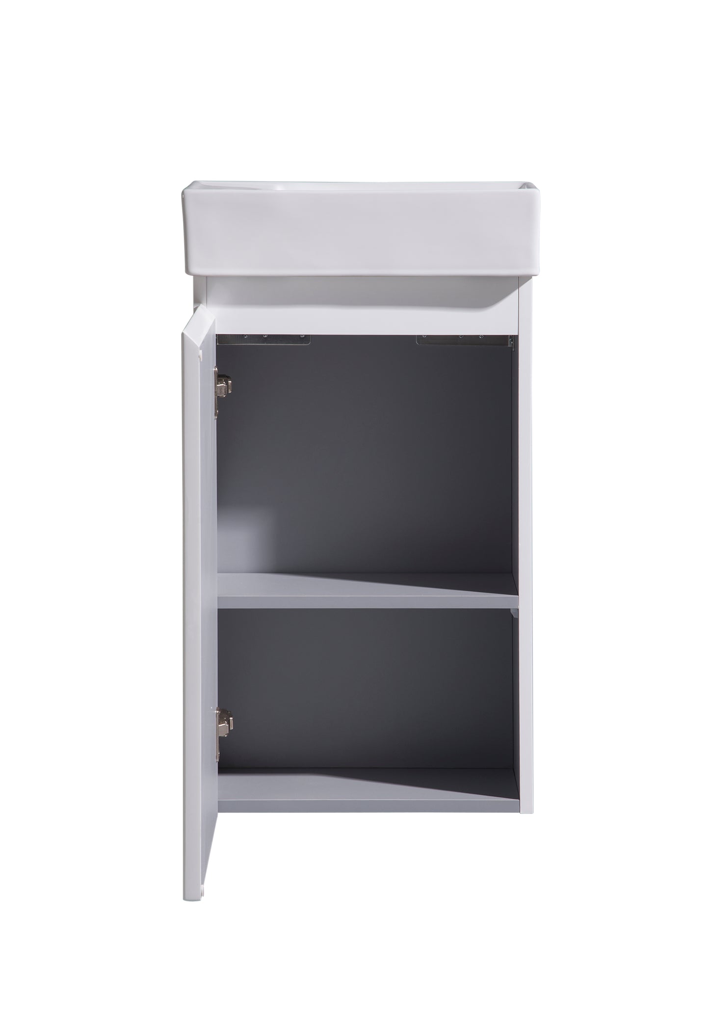 MELA - MOSES 400 Gloss White Powder Room Vanity with Door