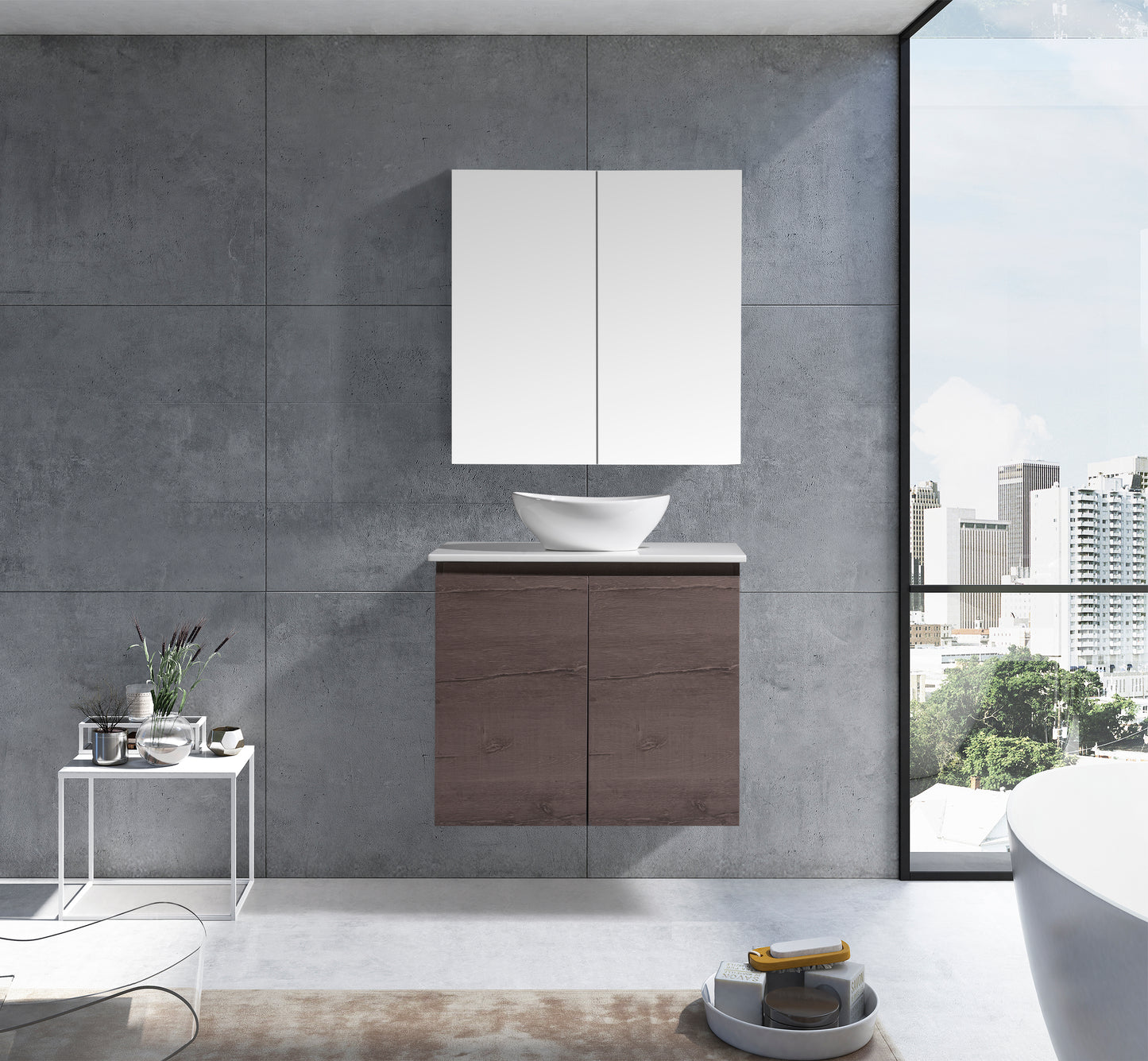MELA - CLARK 750 Dracula Oak Wall Hung Vanity with Doors