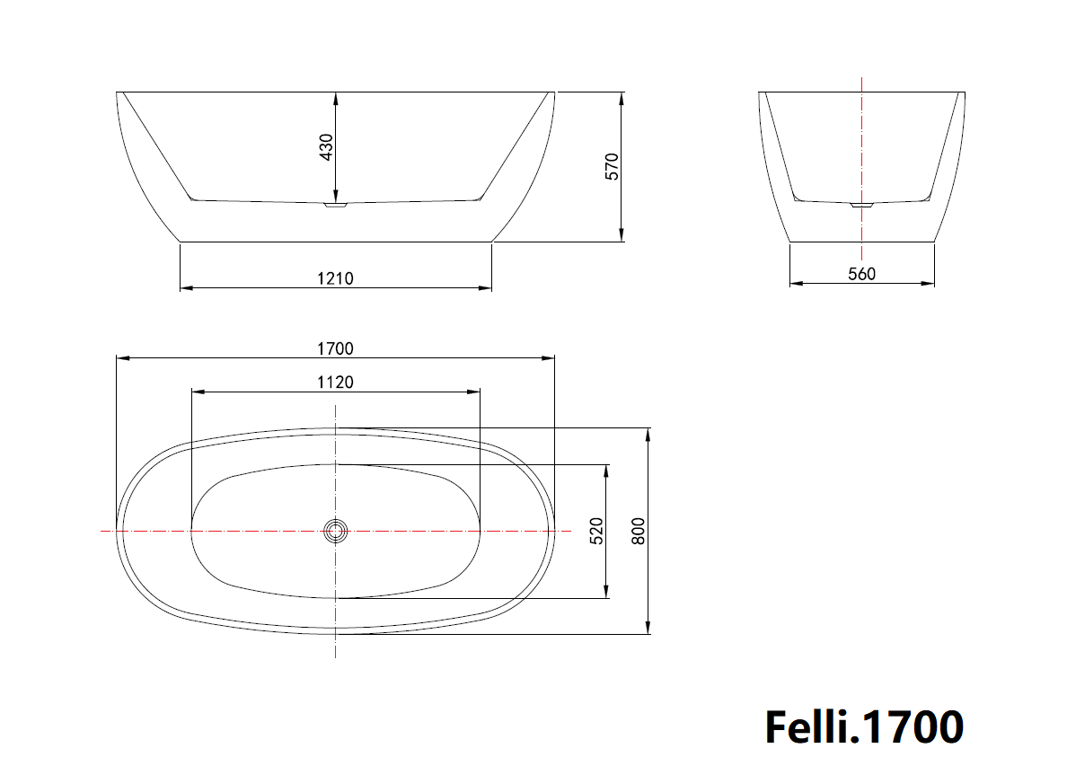 MELA - FELLI Free Standing Bath 1700mm