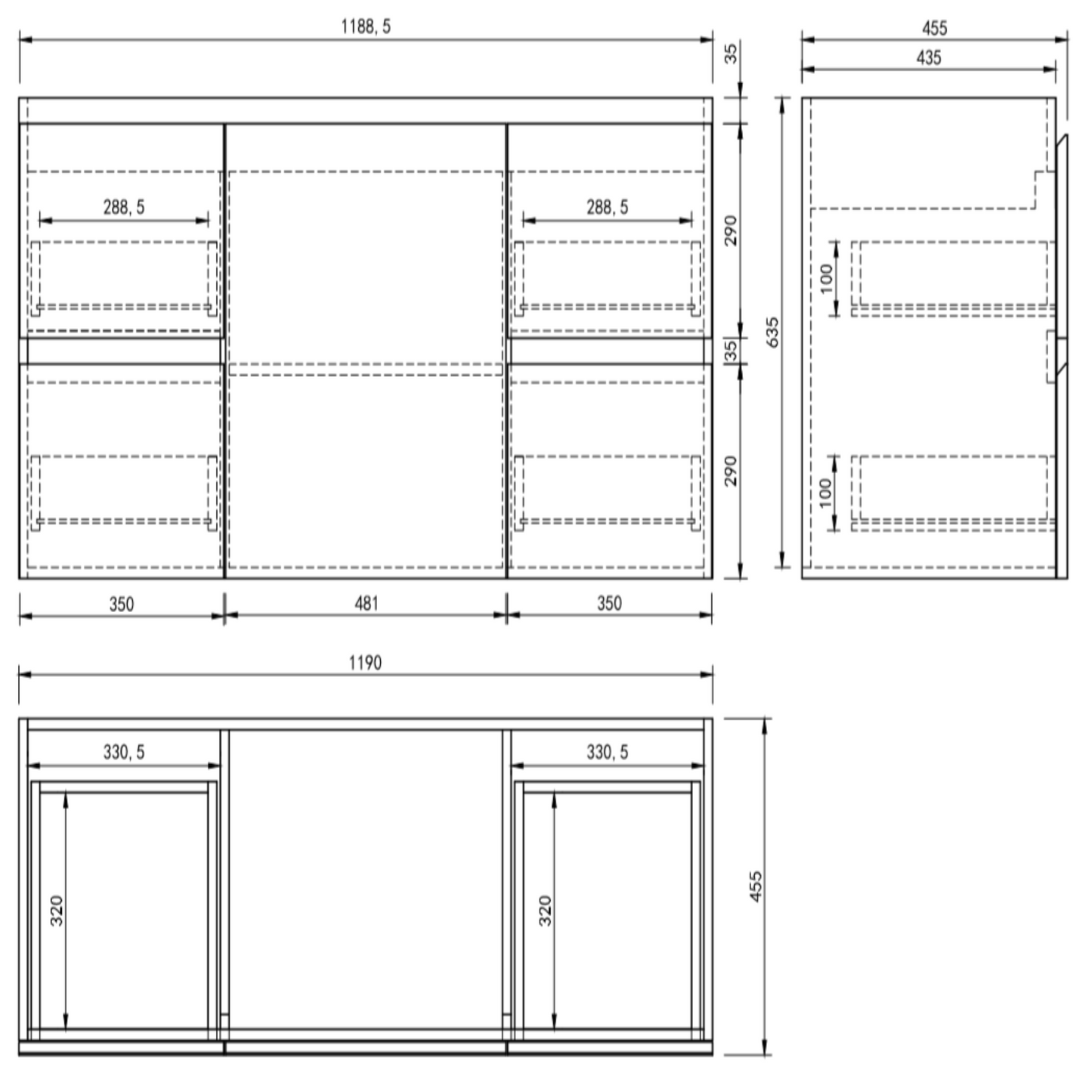 MELA - PADDY 1200 Dracula Oak Wall Hung Vanity with Door & Drawers