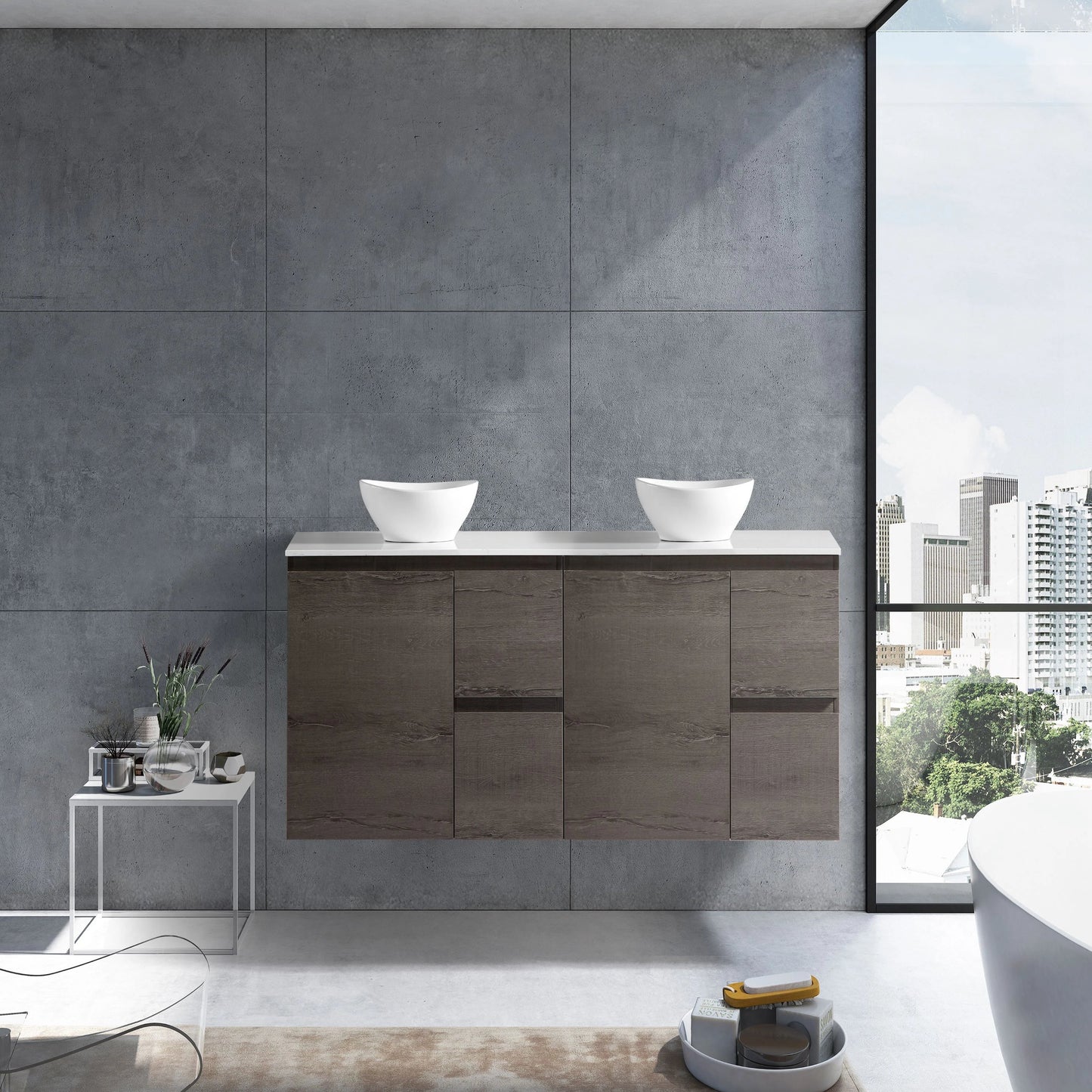 MELA - PADDY 1500 Dracula Oak Wall Hung Vanity with Door & Drawers