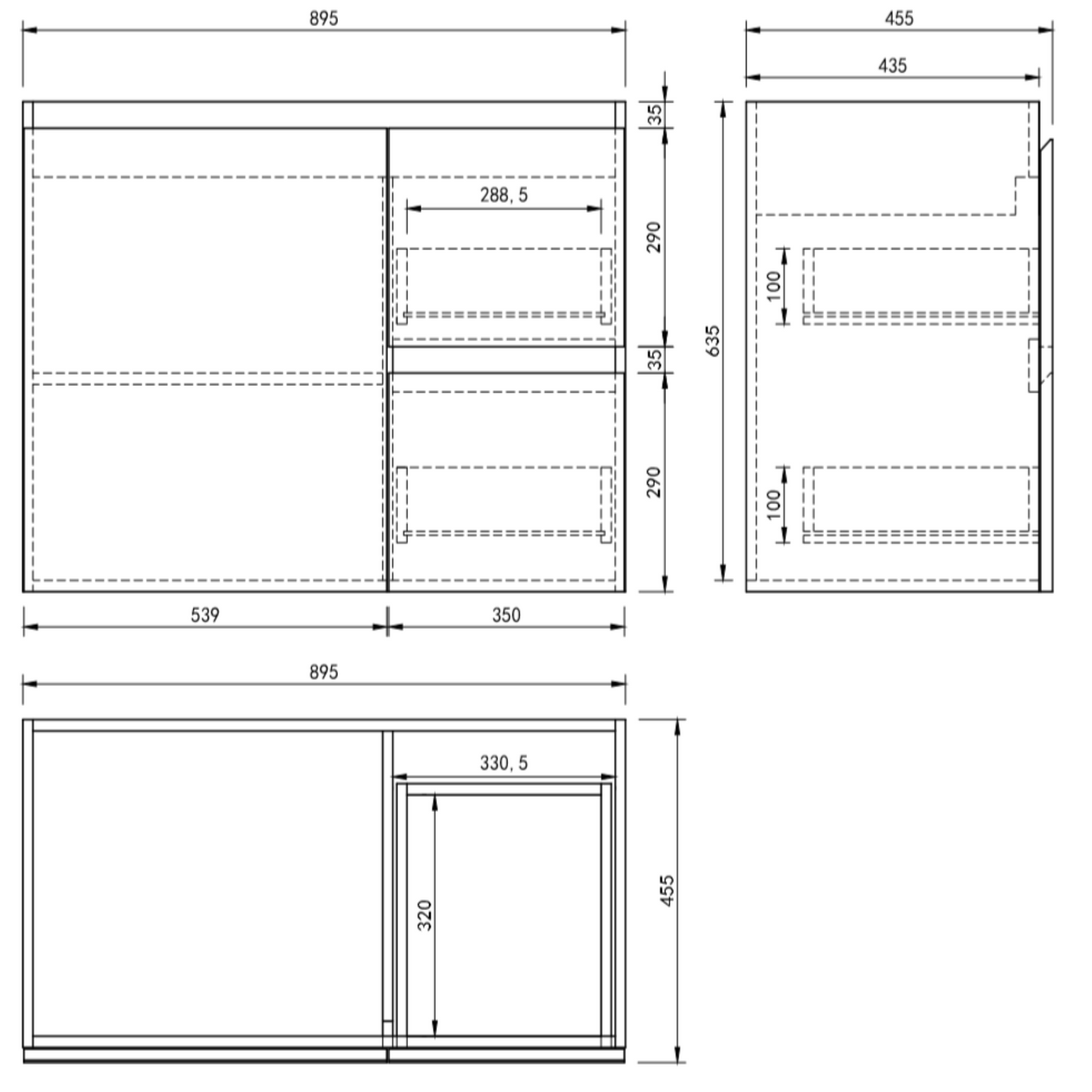 MELA - PADDY 900 Dracula Oak Wall Hung Vanity with Door & Drawers