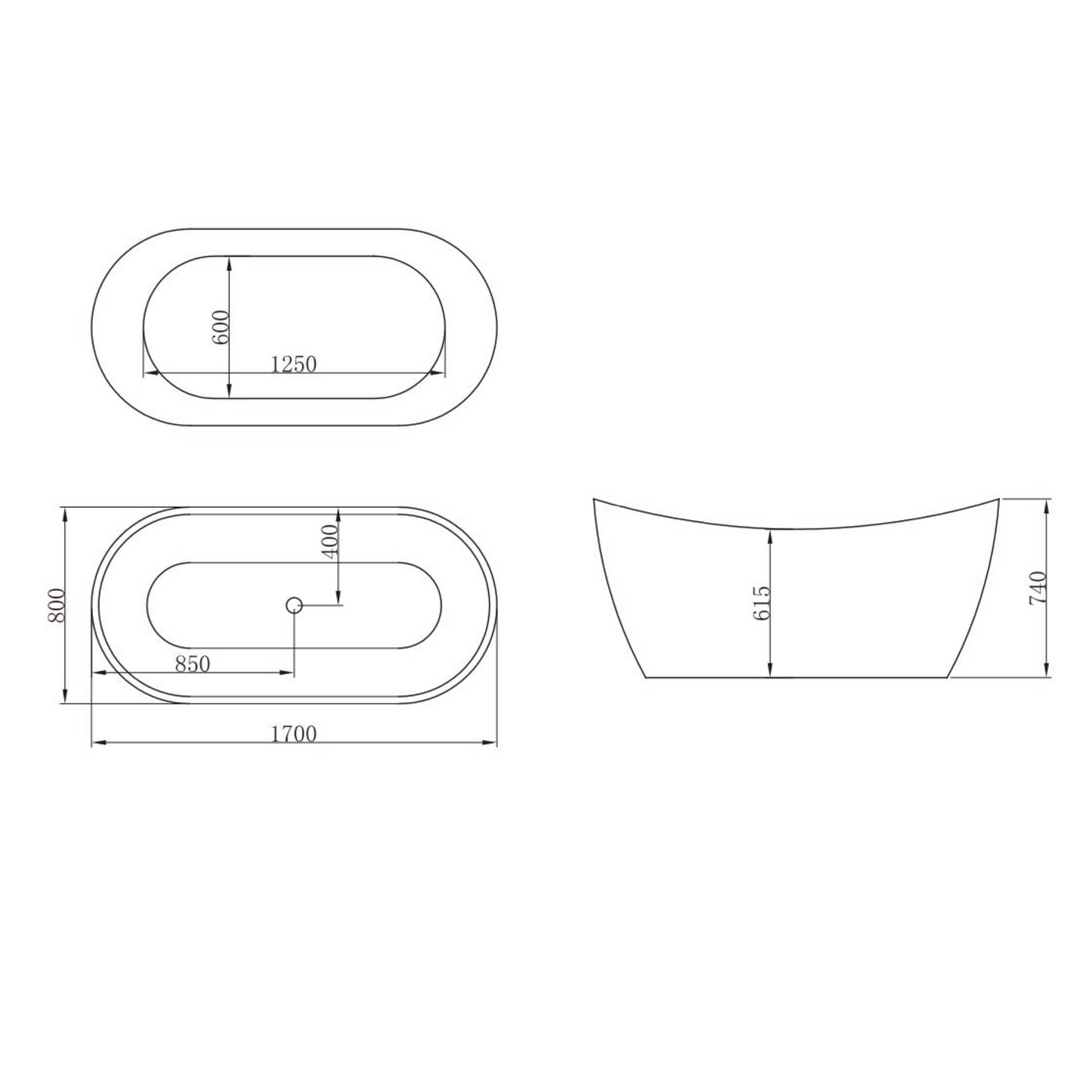 MELA - TAYLOR High Back Free Standing Bath 1700mm
