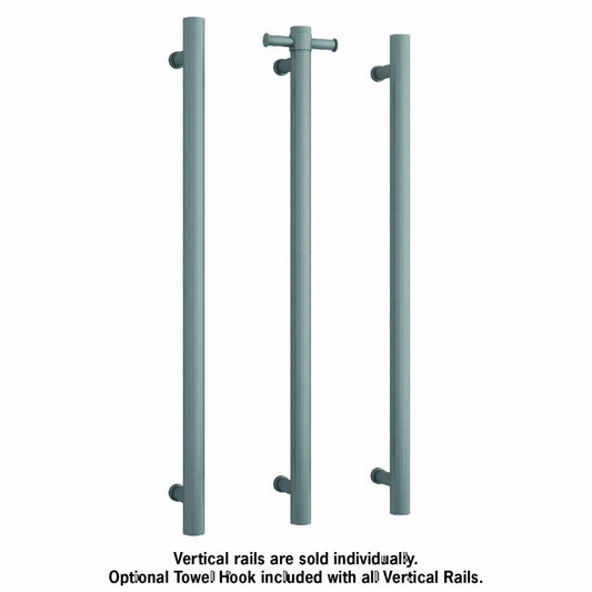 THERMORAIL - VS900HGM Gun Metal Straight Round Vertical Single Heated Towel Rail
