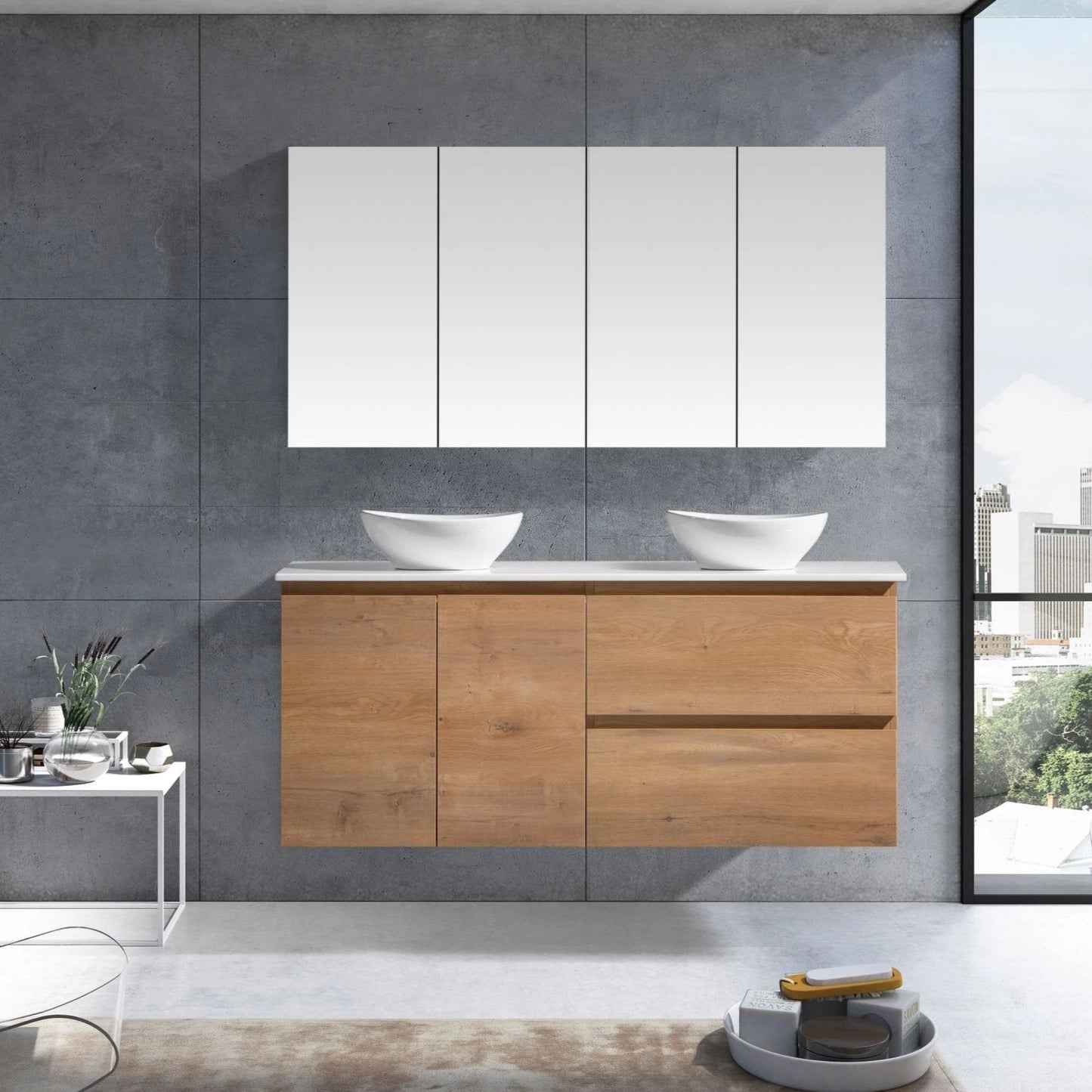 MELA - CLARK 1500 Snafell Wall Hung Vanity with Doors & Drawers