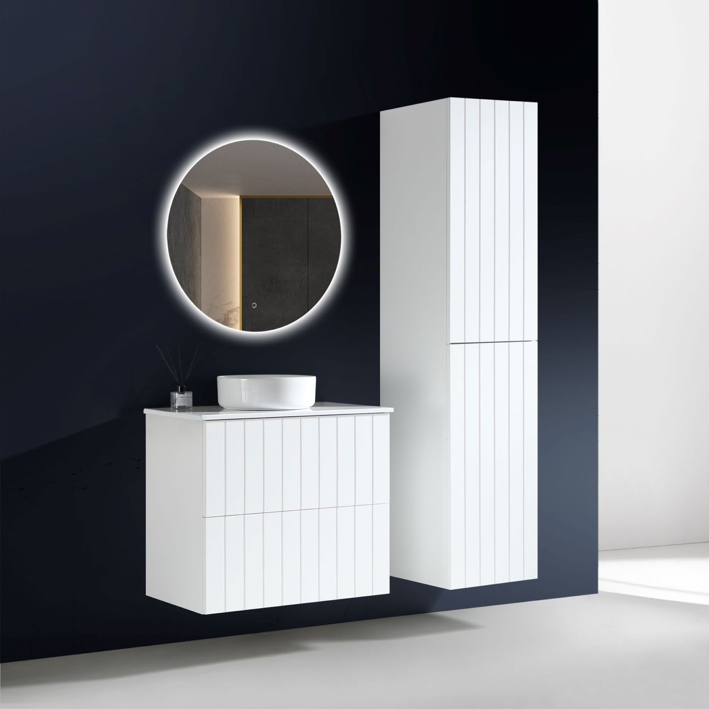 MELA - PASTEL 600 Matt White Wall Hung Vanity with Drawers