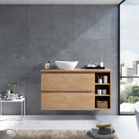 MELA - CLARK 1200 Snafell Wall Hung Vanity with 2 Drawers and Open ShelvesVanities – available at Bathroom City Perth