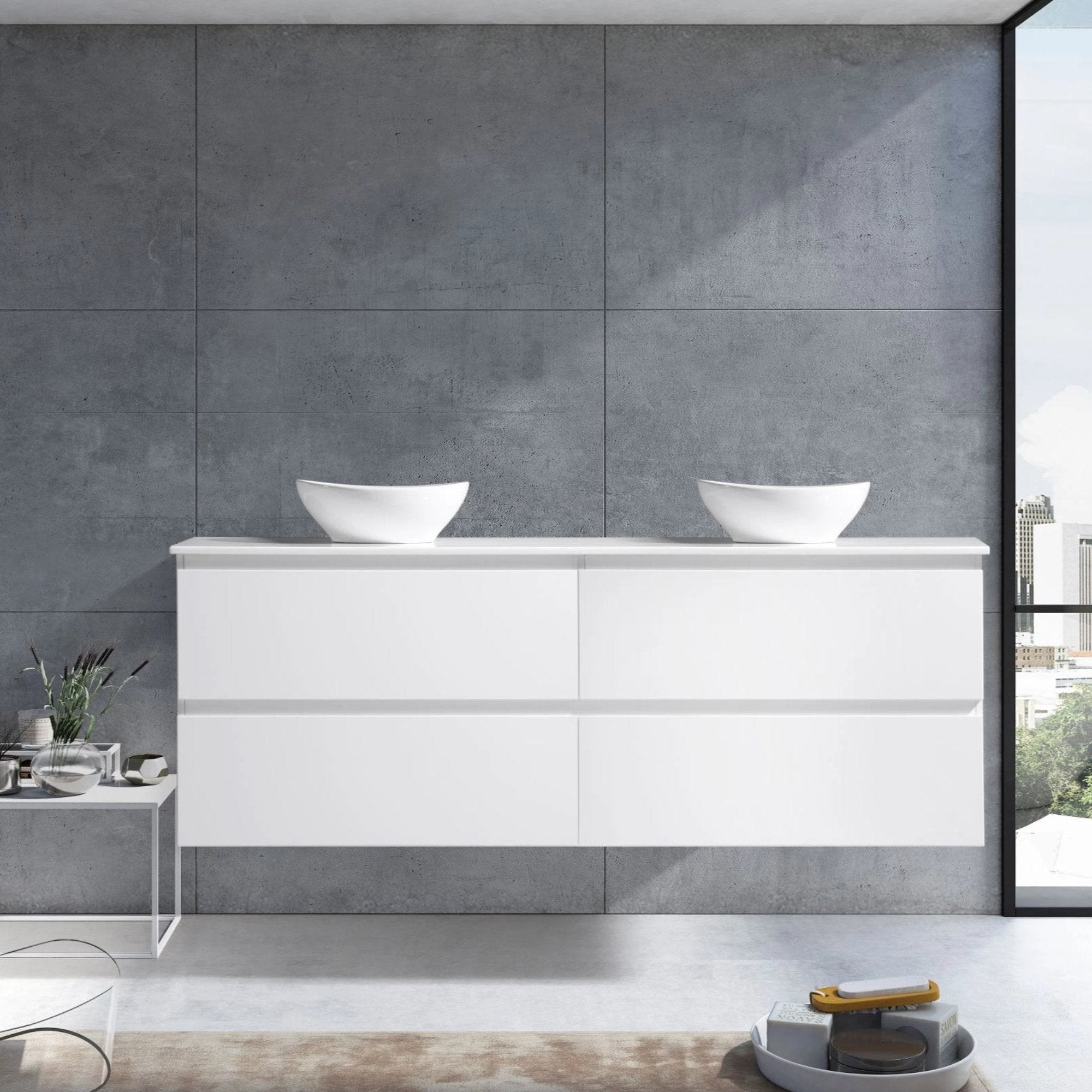 MELA - CLARK 1500 Gloss White Wall Hung Vanity with 4 DrawersVanities – available at Bathroom City Perth