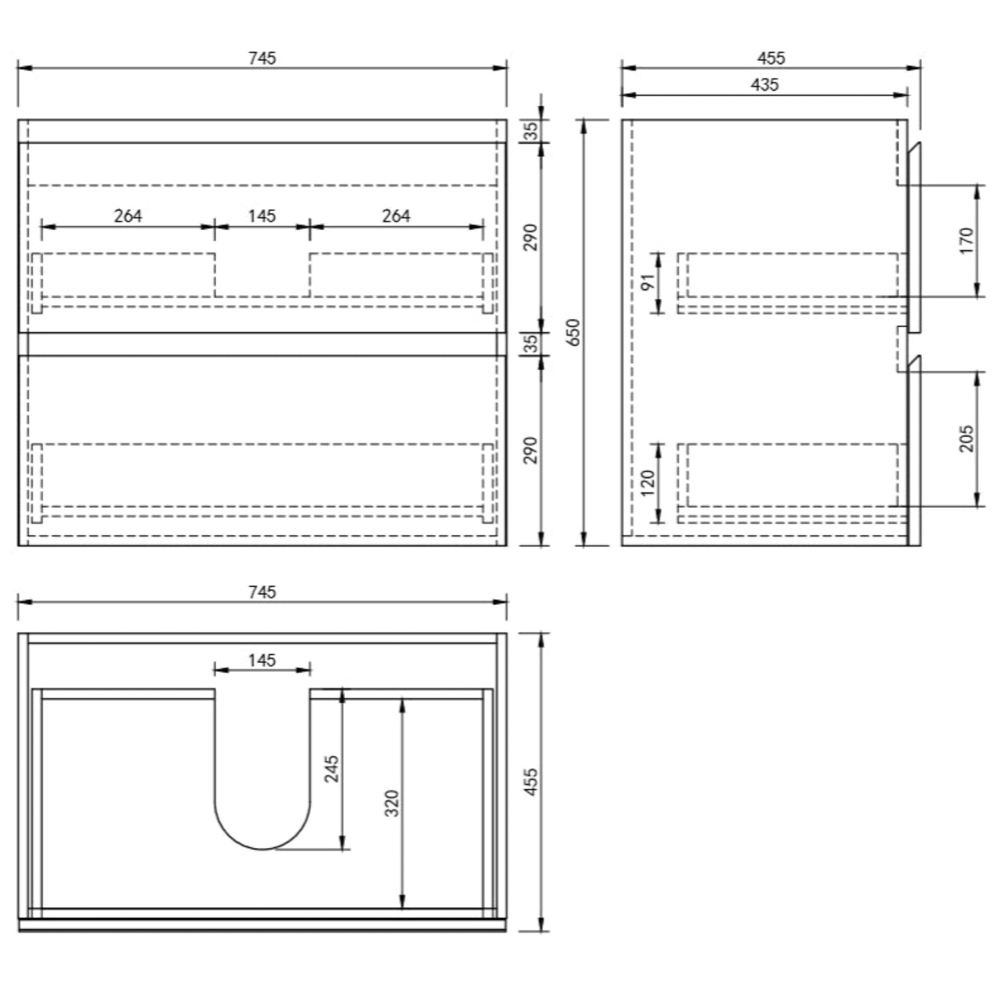 MELA - CLARK 750 Sorrento Oak Wall Hung Vanity with 2 DrawersVanities – available at Bathroom City Perth