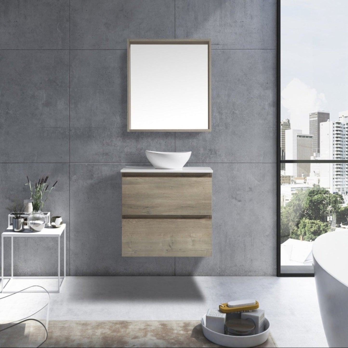 MELA - CLARK 900 Sorrento Oak Wall Hung Vanity with 2 DrawersVanities – available at Bathroom City Perth