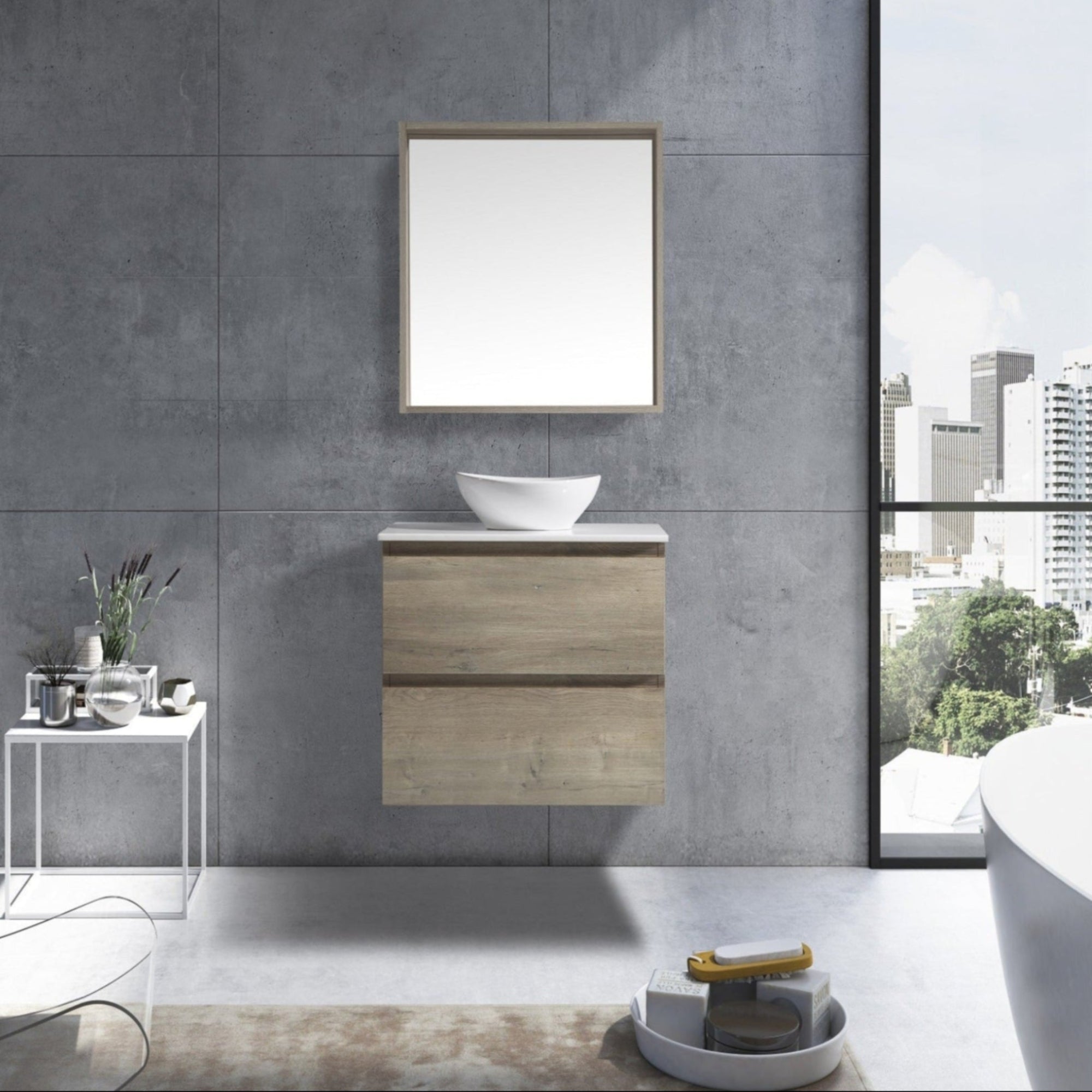 MELA - CLARK 900 Sorrento Oak Wall Hung Vanity with 2 DrawersVanities – available at Bathroom City Perth