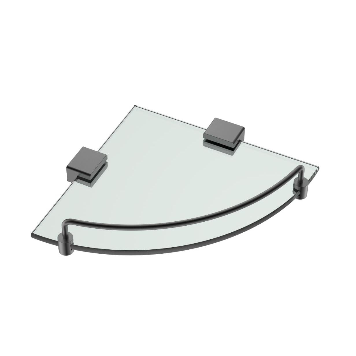 MELA - Corner Glass Shelf Gun MetalAccessories – available at Bathroom City Perth