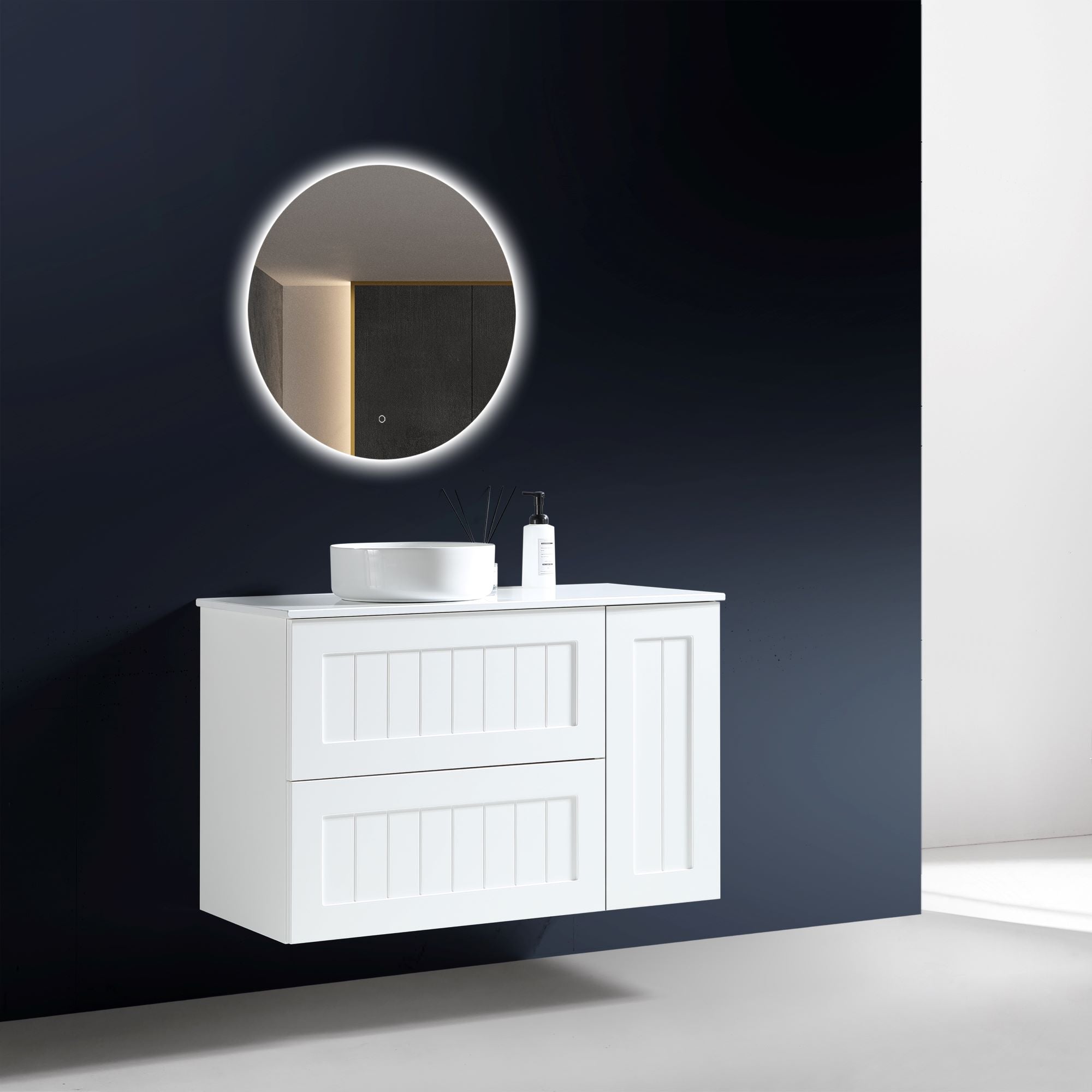 MELA - HAMPTON 1200 Matt White Wall Hung Vanity with Door & DrawersVanitiesMELABathroom City from Mela – available at Bathroom City Perth