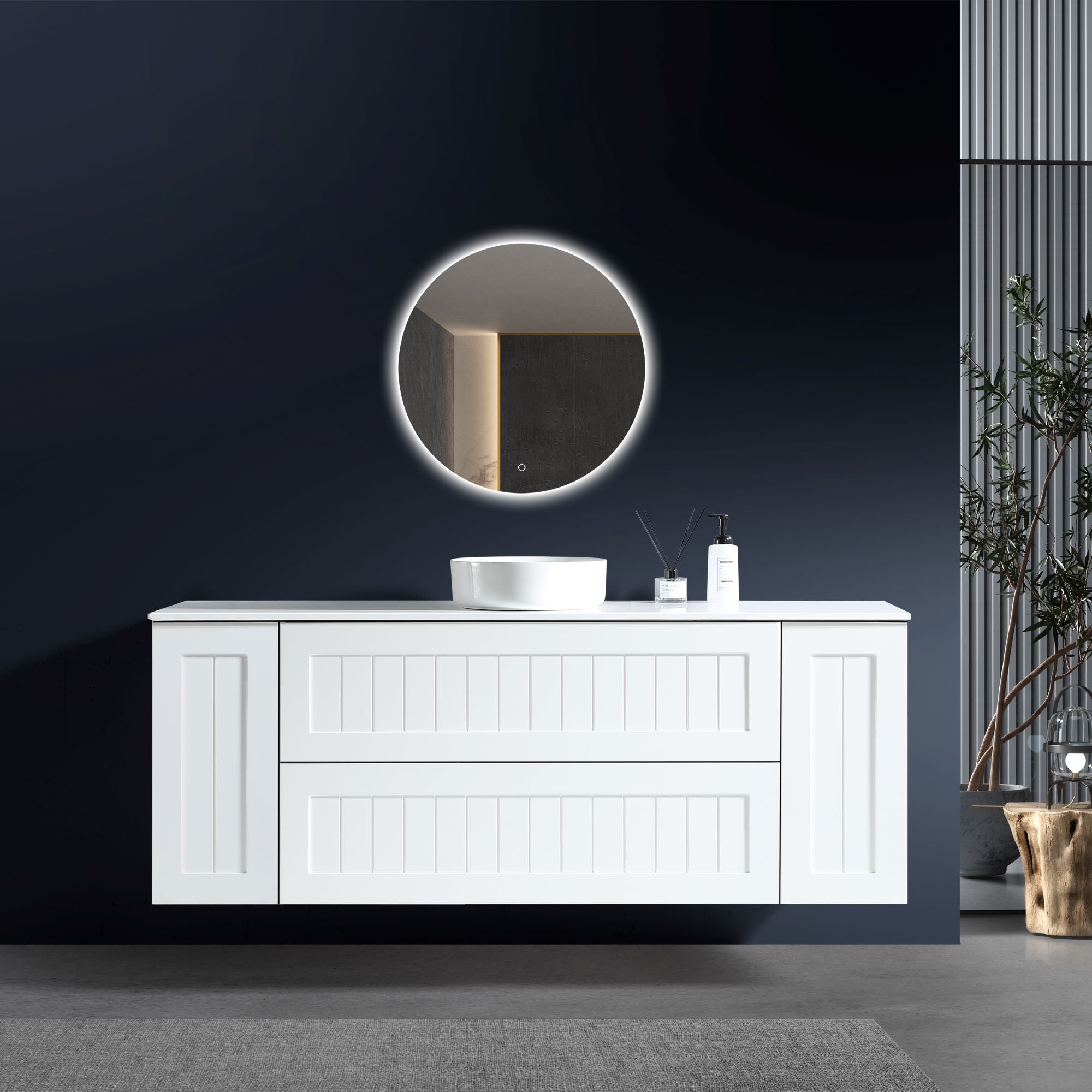 MELA - HAMPTON 1800 Matt White Wall Hung Vanity with 2 Doors & 2 DrawersVanitiesMELABathroom City from Mela – available at Bathroom City Perth