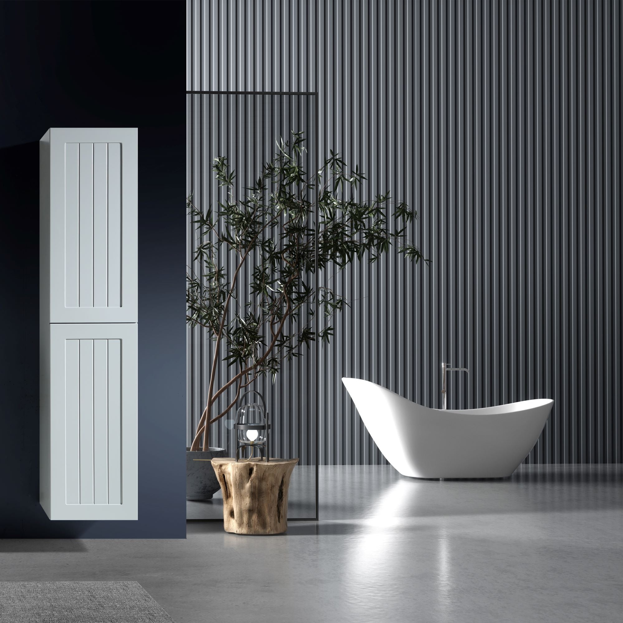 MELA - HAMPTON 400 Matt Grey Wall Hung TallboyVanities – available at Bathroom City Perth