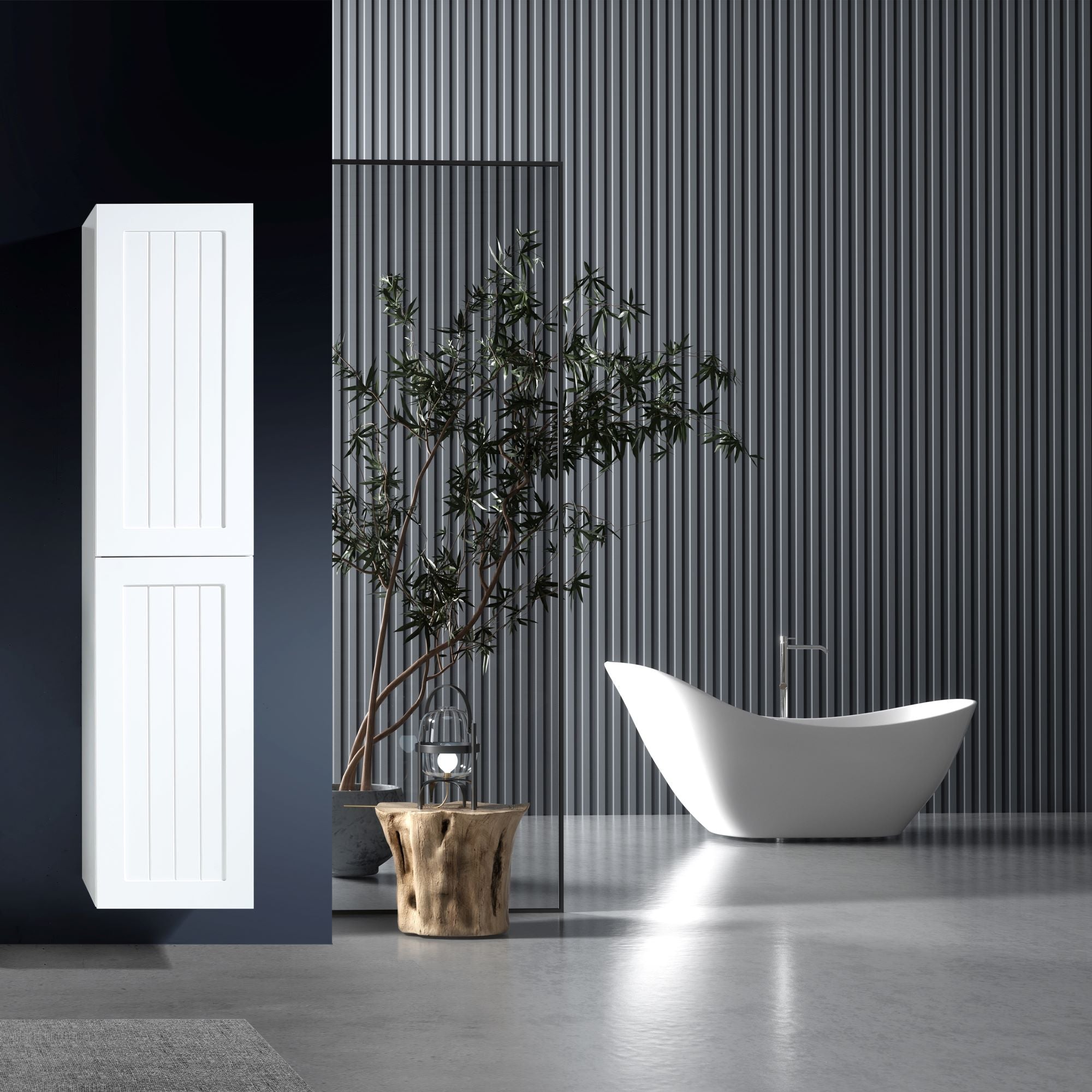 MELA - HAMPTON 400 Matt White Wall Hung TallboyVanities – available at Bathroom City Perth