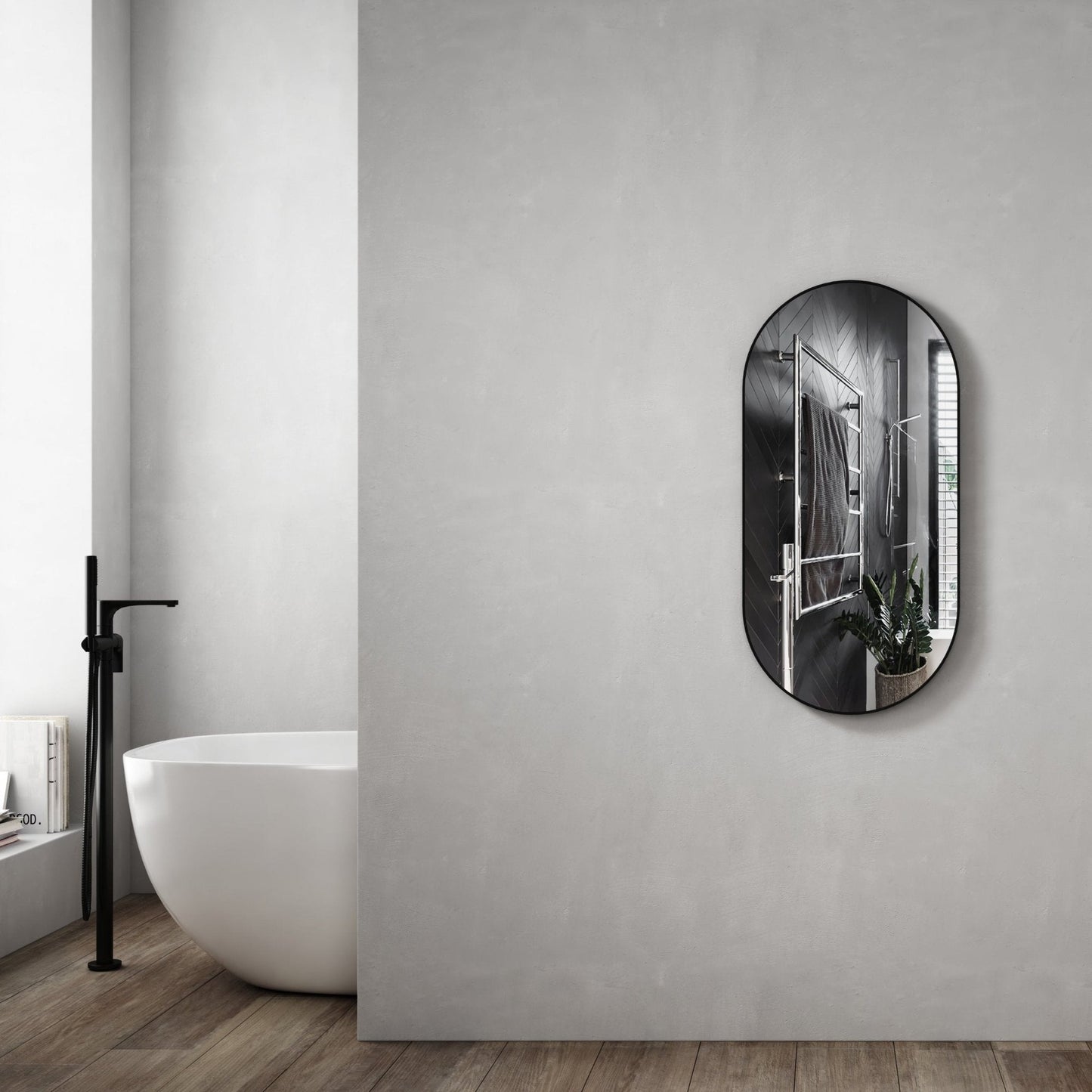 MELA - MIA 450 Oval Mirror Black FrameMirror – available at Bathroom City Perth