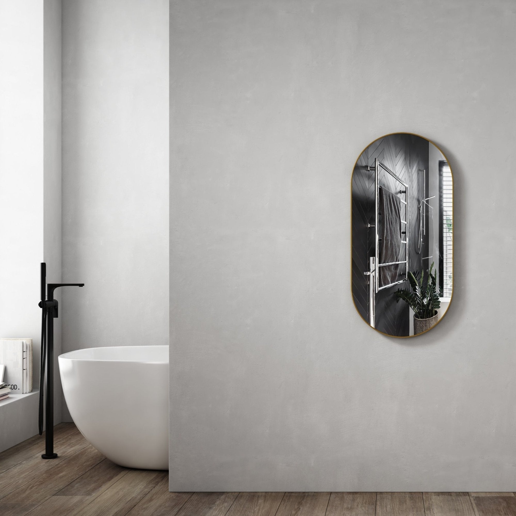 MELA - MIA 450 Oval Mirror Brushed Brass FrameMirror – available at Bathroom City Perth