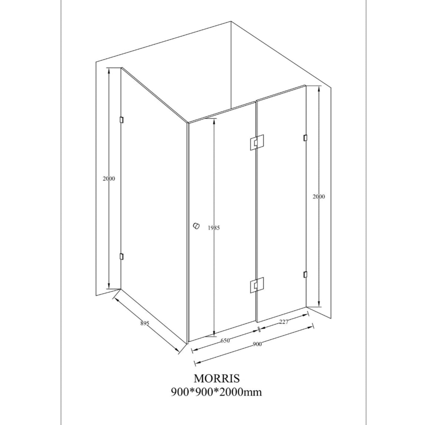 MELA - MORRIS 900x900mm Frameless Corner Shower ScreenShower Screen – available at Bathroom City Perth