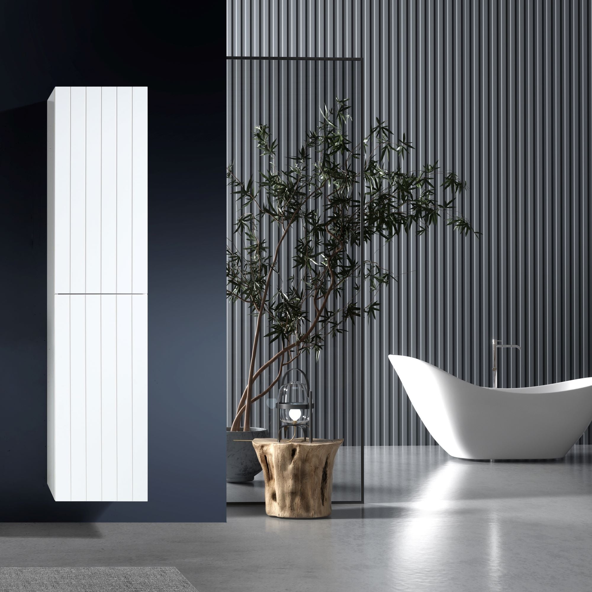 MELA - PASTEL 400 Matt White Wall Hung TallboyVanities – available at Bathroom City Perth