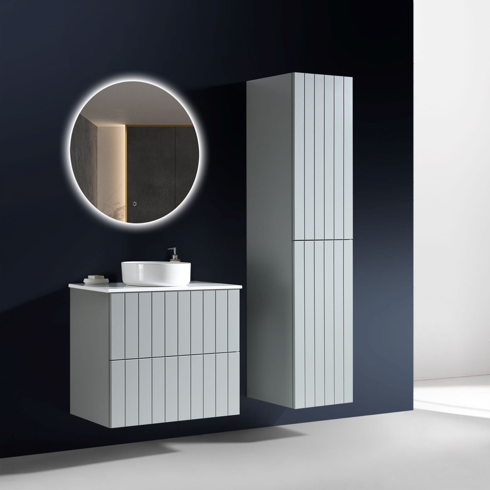 MELA - PASTEL 600 Matt Grey Wall Hung Vanity with DrawersVanities – available at Bathroom City Perth