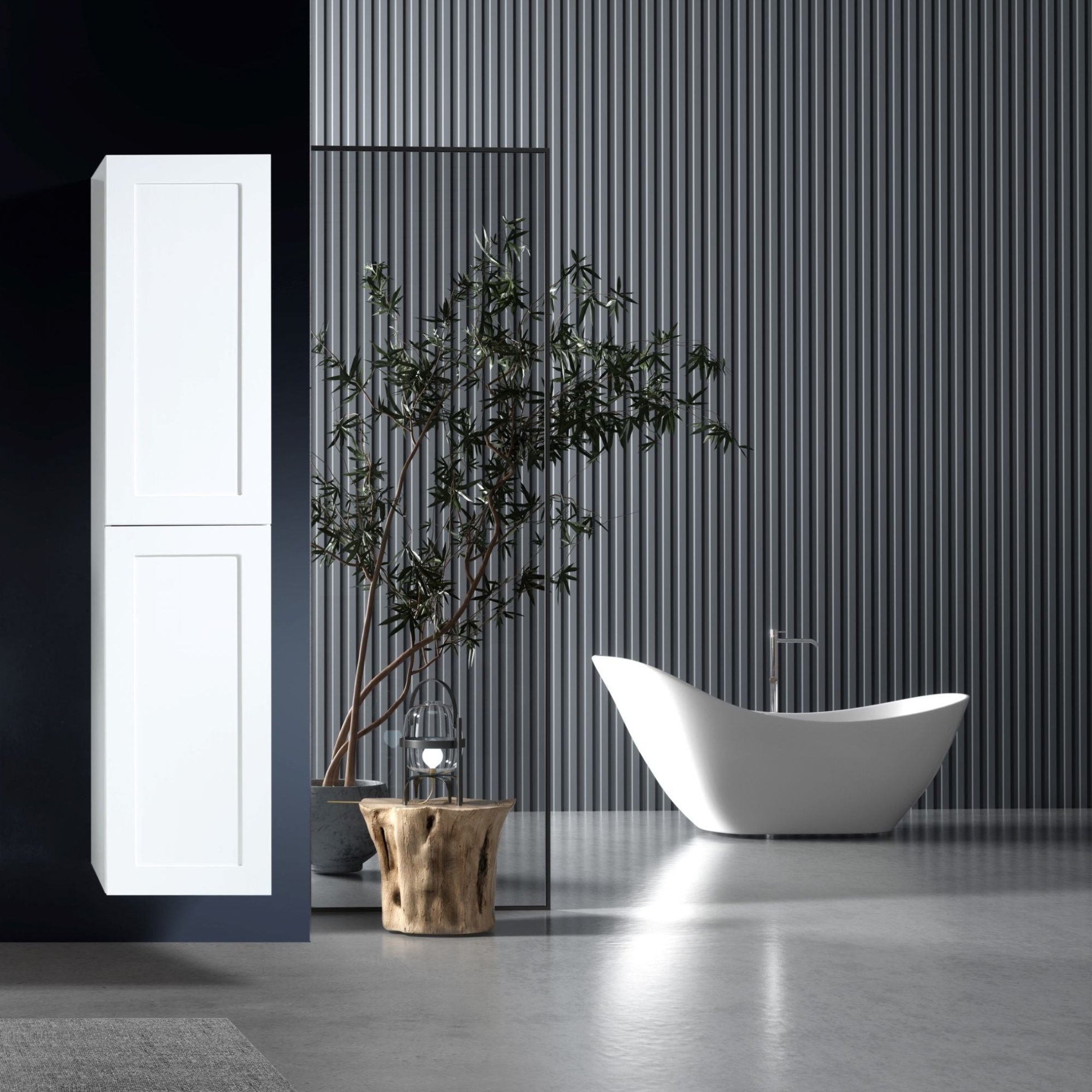 MELA - SHAKER 400 Matt White Wall Hung TallboyVanities – available at Bathroom City Perth
