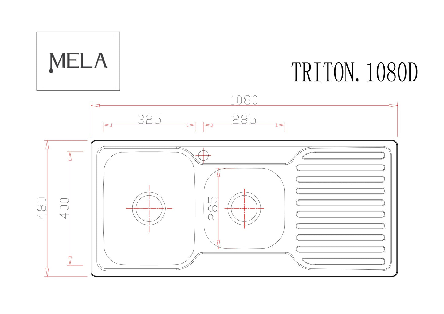 MELA - TRITON 1080 Polish Stainless Steel Sink with DrainerSink – available at Bathroom City Perth