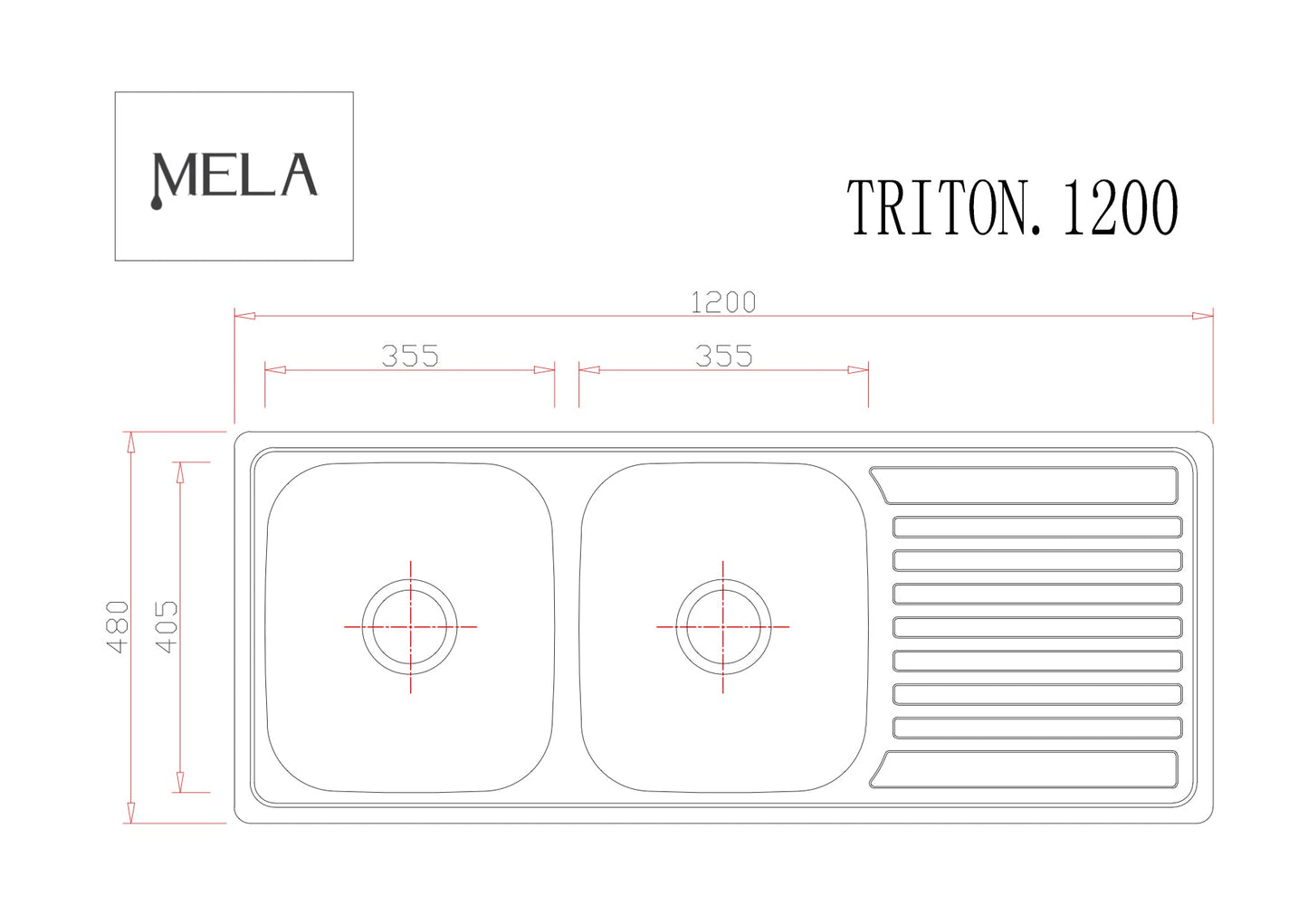 MELA - TRITON 1200 Polish Stainless Steel Sink with DrainerSink – available at Bathroom City Perth