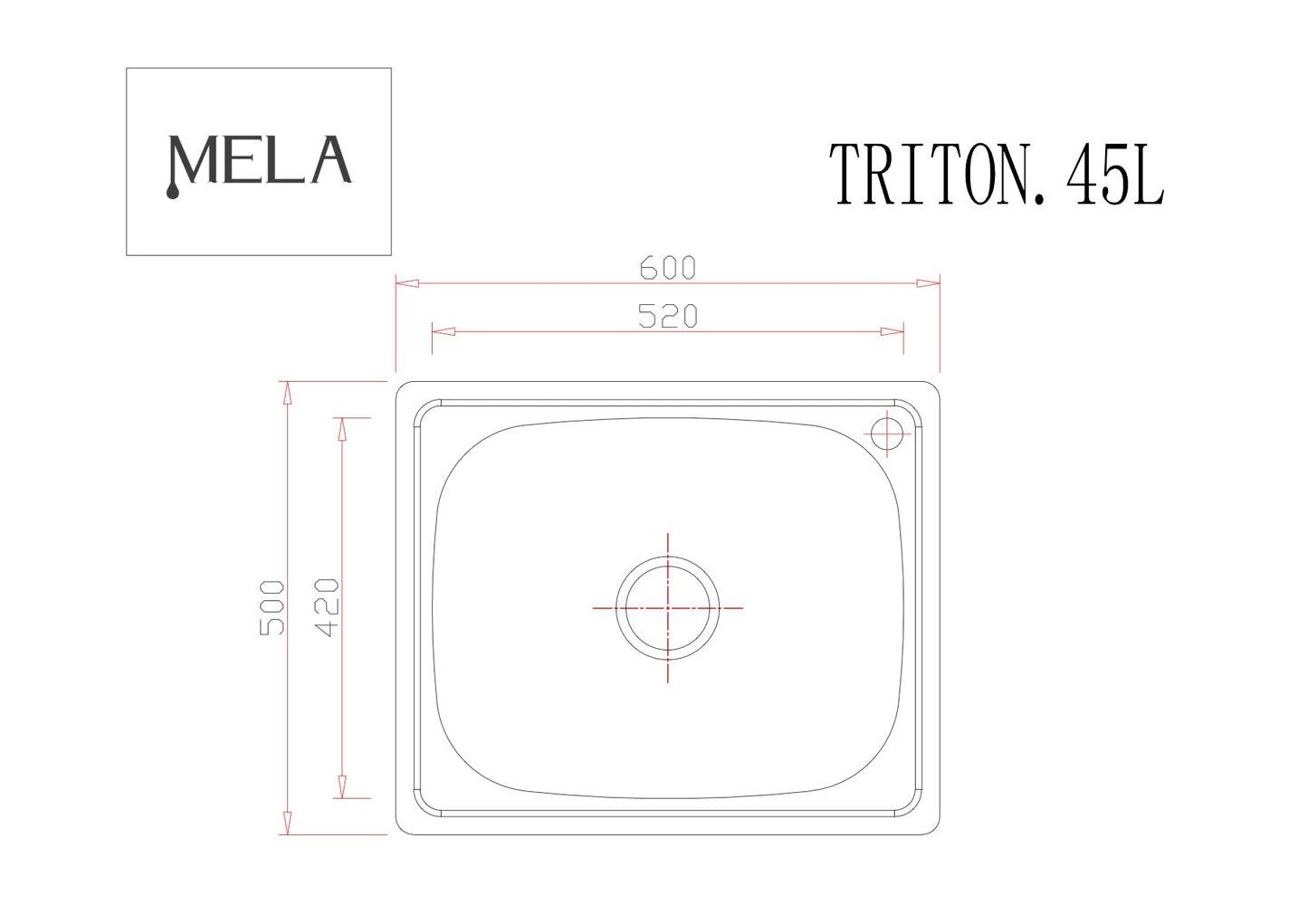 MELA - TRITON 45L Polish Stainless Steel SinkSink – available at Bathroom City Perth