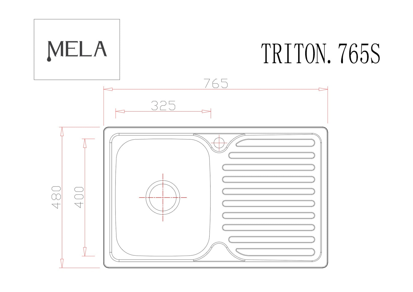 MELA - TRITON 765 Polish Stainless Steel Sink with DrainerSink – available at Bathroom City Perth