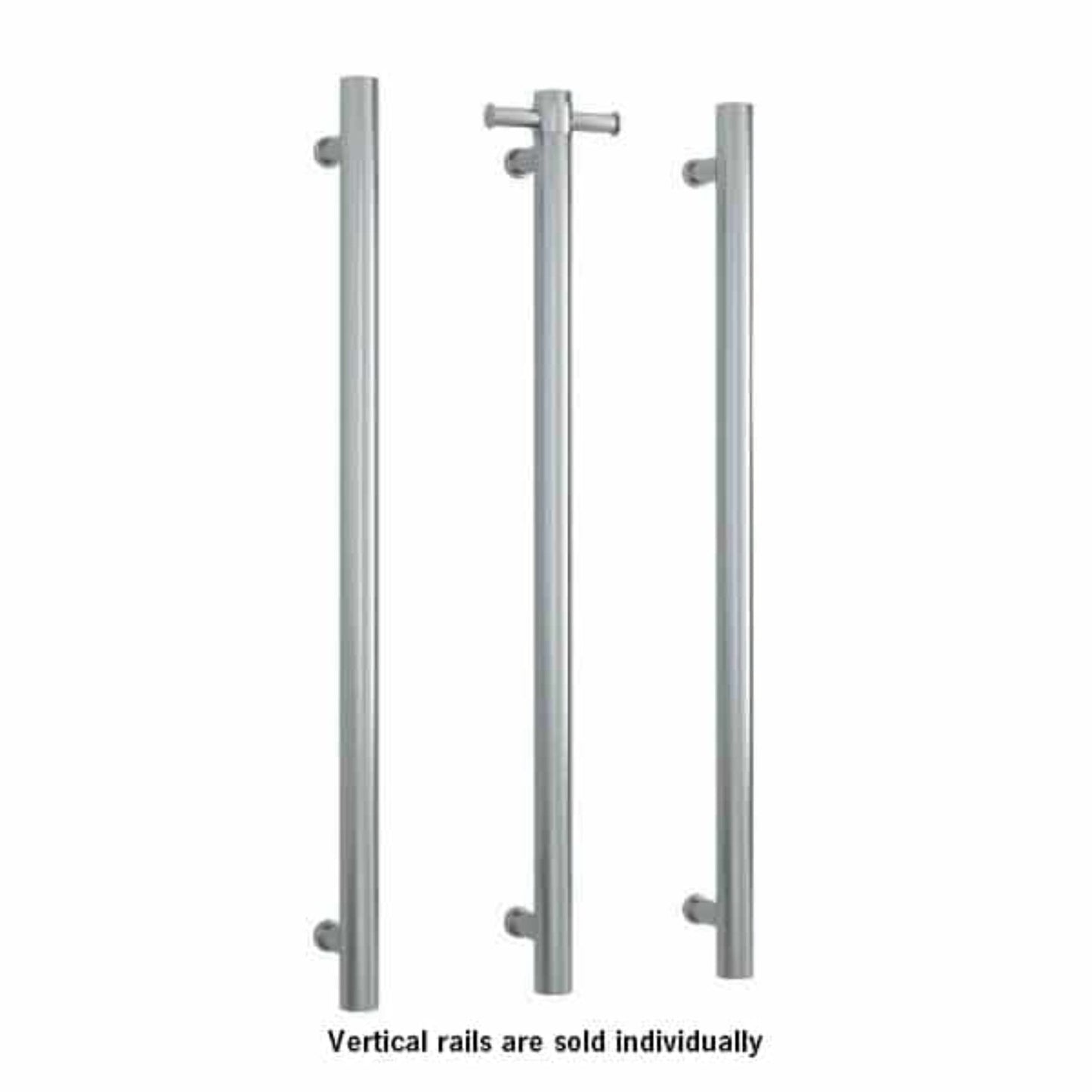 THERMORAIL - VS900HBR Brushed Round Vertical Single Heated Towel RailHeated Towel Rails – available at Bathroom City Perth
