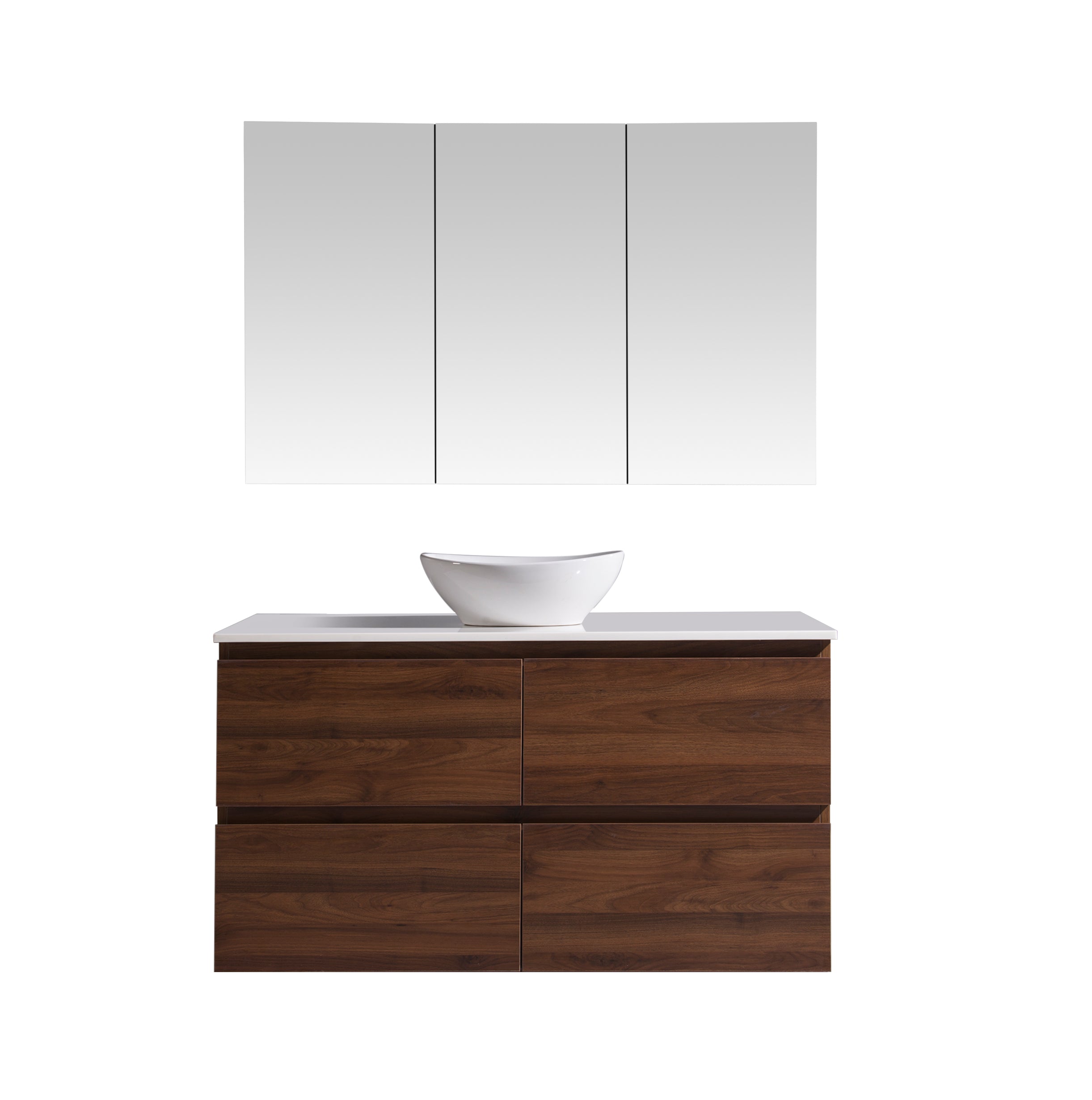 MELA - CLARK 1200 Walnut Wall Hung Vanity with 4 Drawers