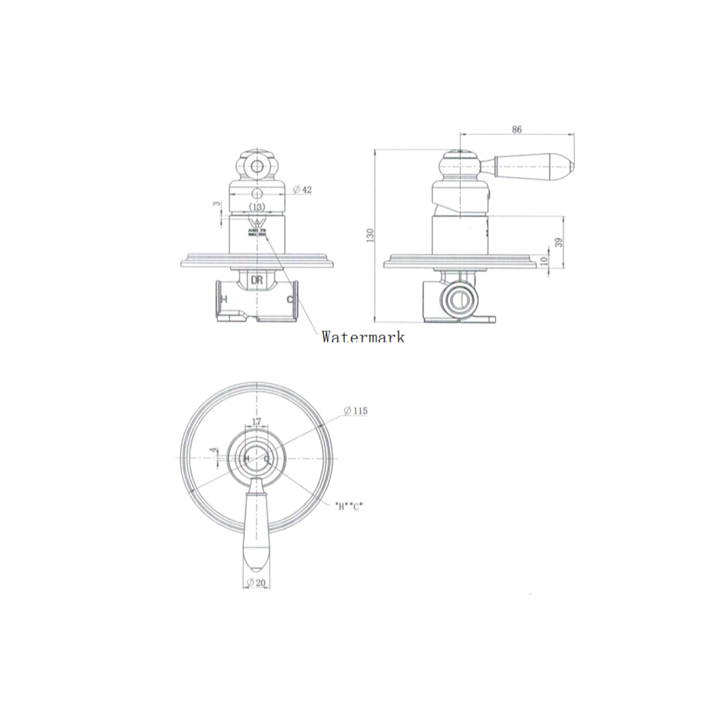 Modern National - Bordeaux Shower Mixer Brushed Brass