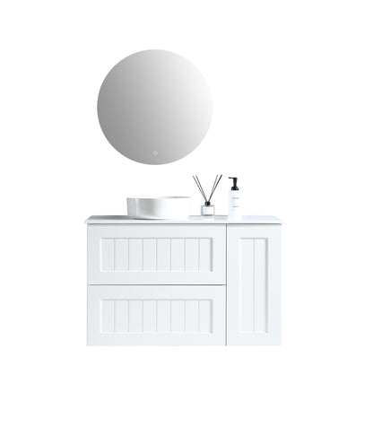 MELA - HAMPTON 1050 Matt White Wall Hung Vanity with Door & Drawers