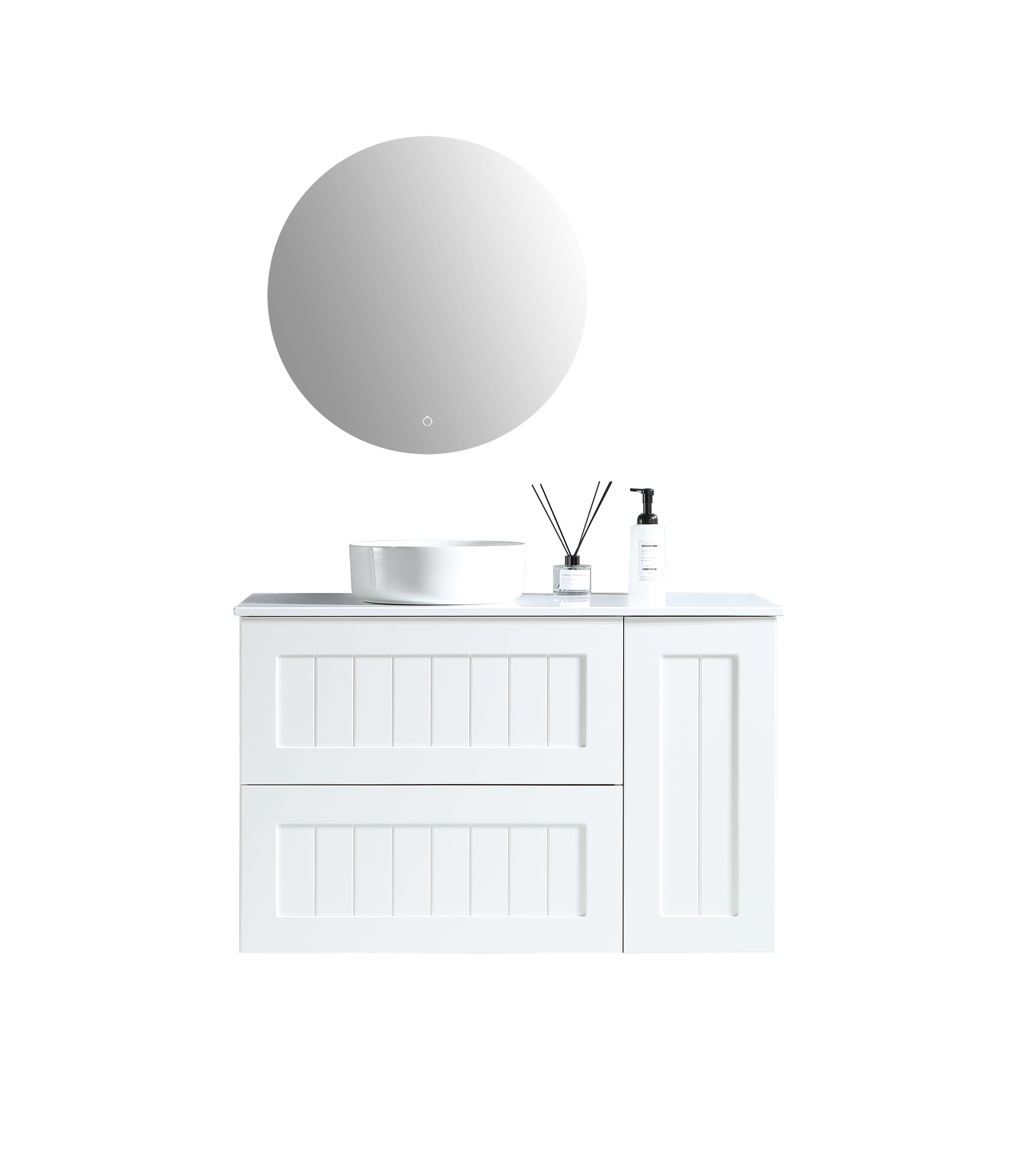 MELA - HAMPTON 1200 Matt White Wall Hung Vanity with Door & Drawers