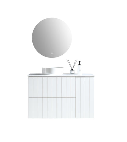 MELA - PASTEL 900 Matt White Wall Hung Vanity with Door & Drawers
